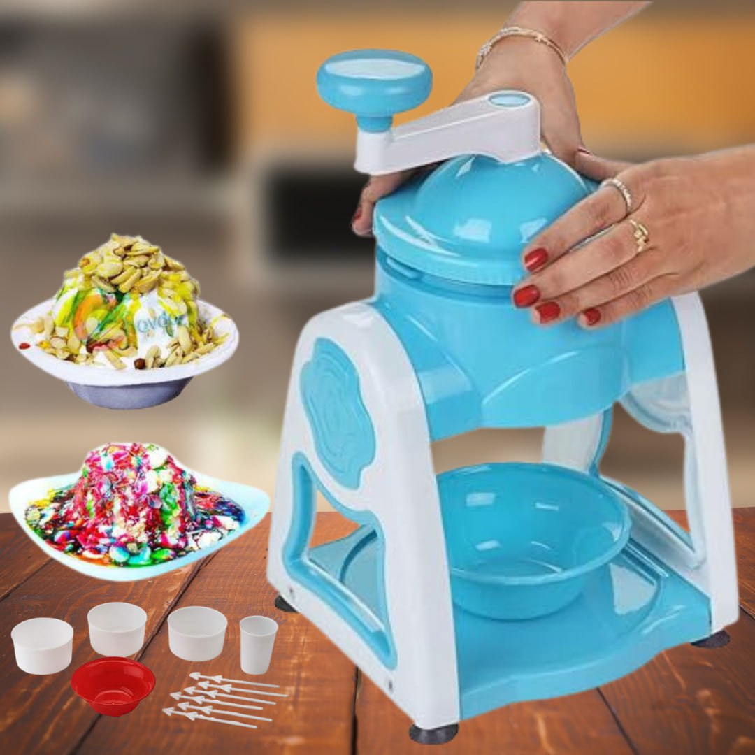 Roposo Clout Ice Snow Maker Machine (3 Bowl + 1 Glass + 6 Sticks & 1 Dish)