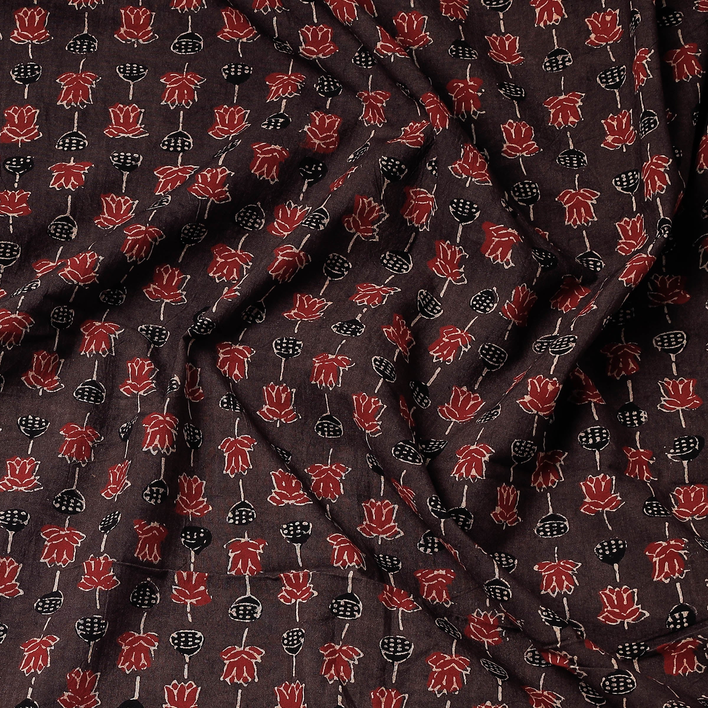 AJRAKH BY SUFIYAN ISMAIL KHATRI Brown - Ajrakh Block Printed Cotton Precut Fabric - view 2