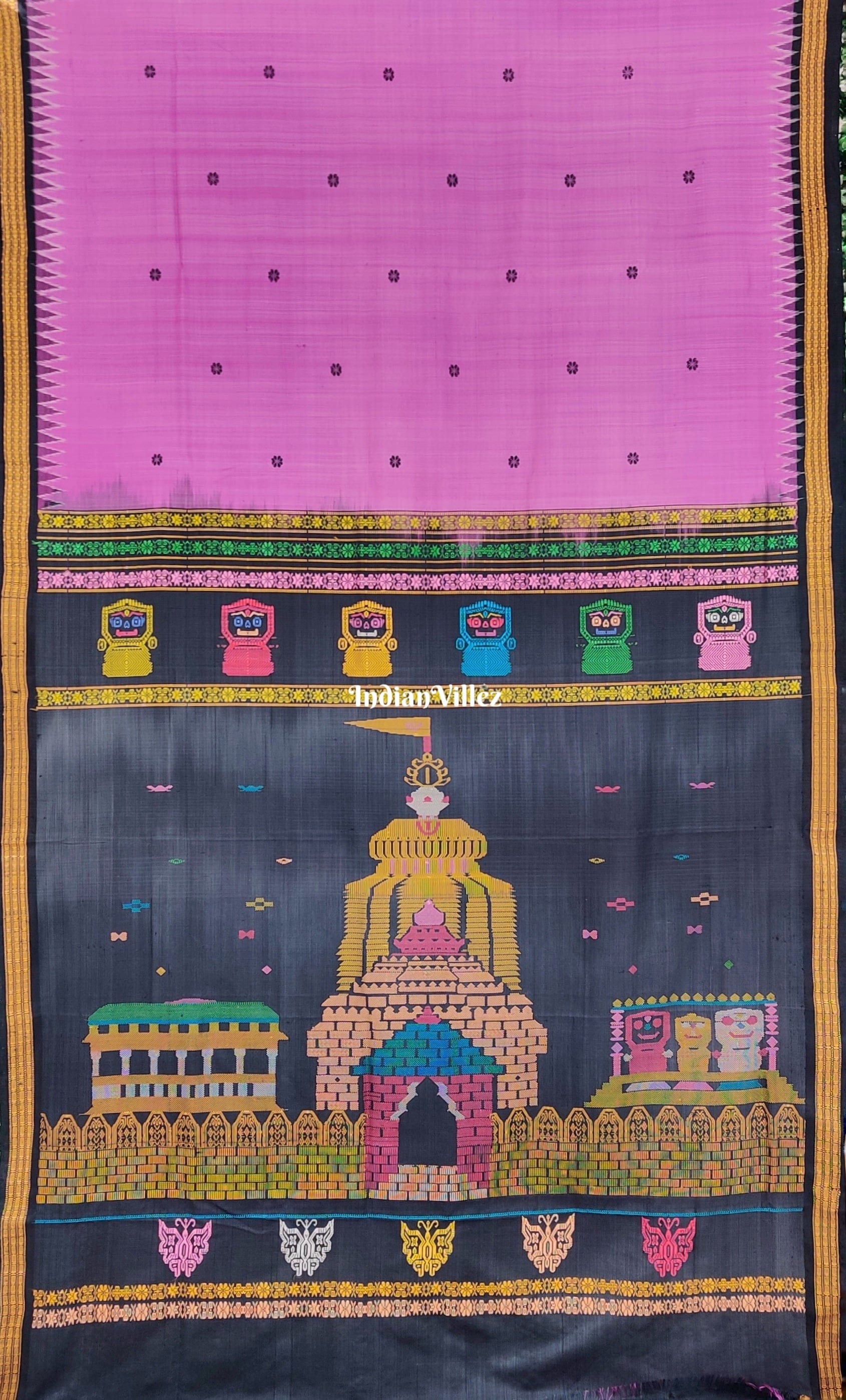 IndianVillèz Lord Jagannath Temple Themed Gopalpur Tussar Silk Saree