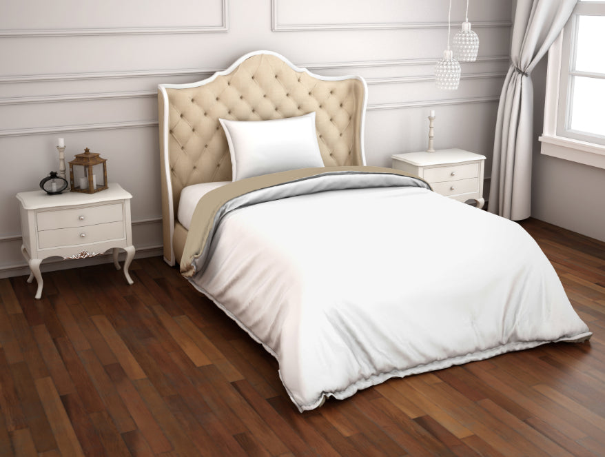 Spaces India Solid White/Taupe 100% Cotton Shell Single Quilt / AC Comforter - Hygro By Spaces - view 2