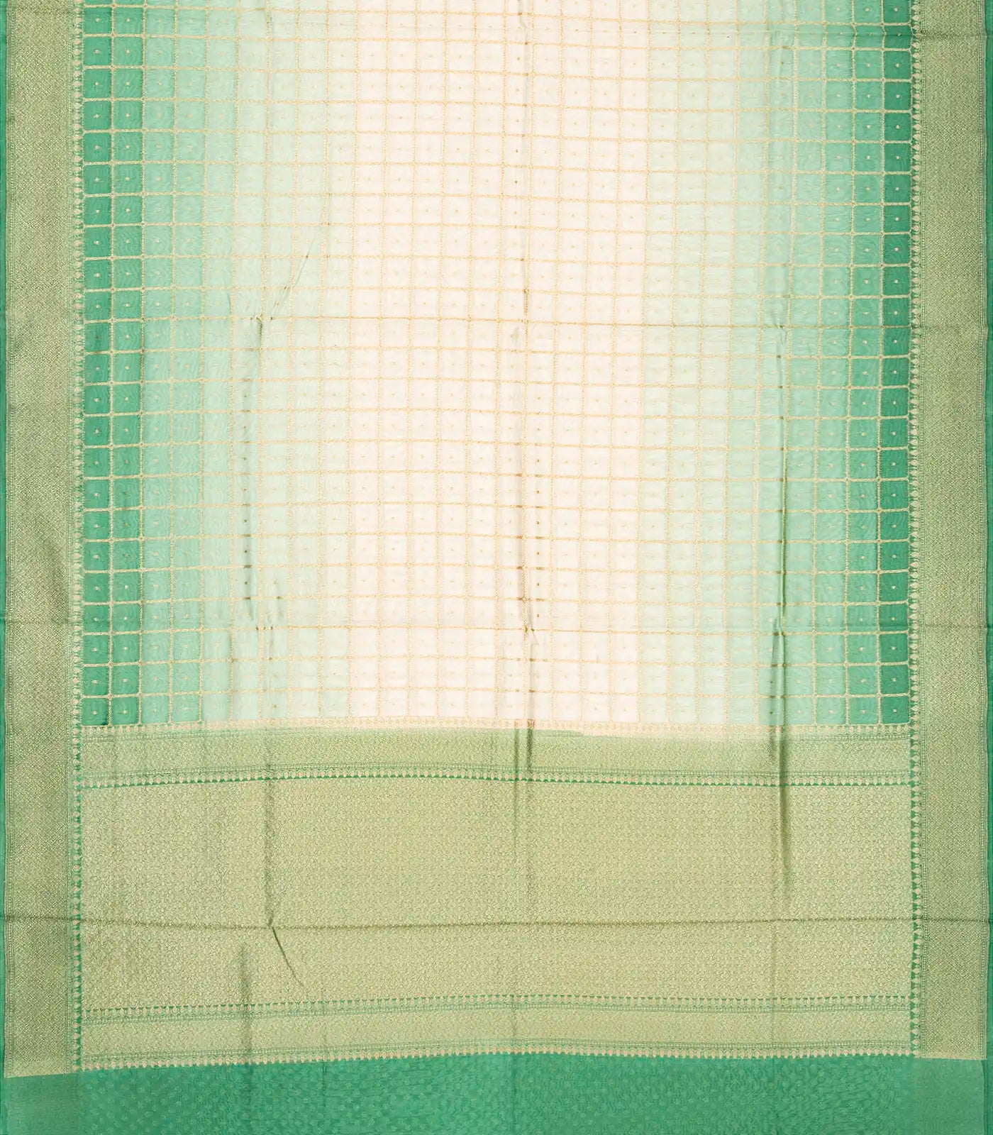 RmKV Off White Handloom Banarasi Silk Cotton Saree With Zari Checks - view 5