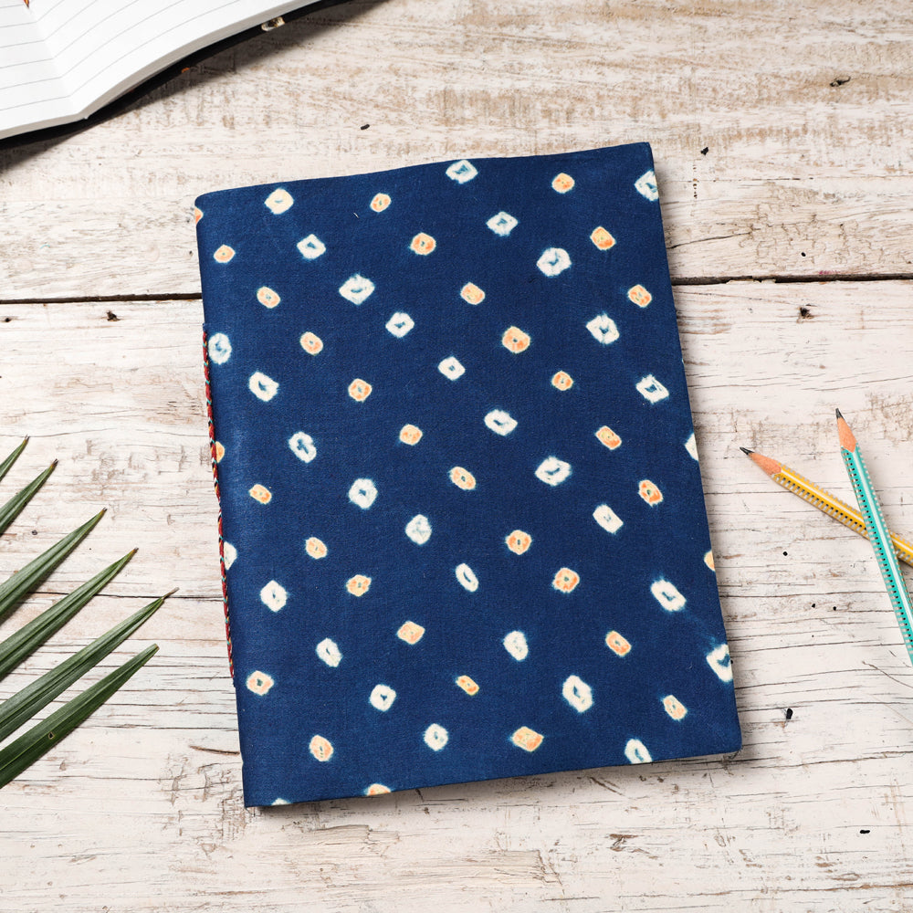 BINDAAS UNLIMITED Blue - Bandhani Cover Handmade Paper Notebook (9 x 7 in)