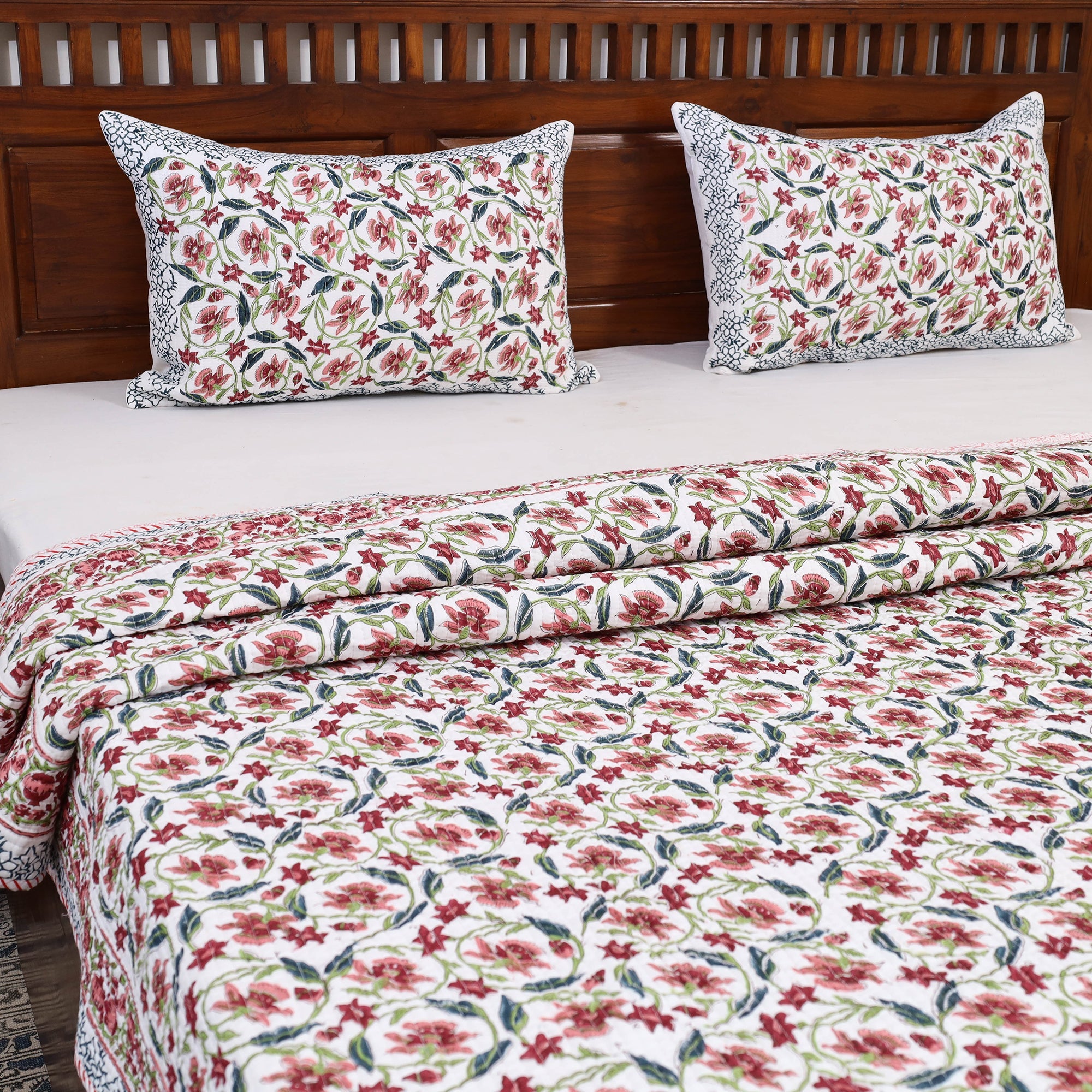 HAVELI CHRONICLES Brown - Double - Reversible Sanganeri Block Print Cotton Quilt Set 11 - view 2
