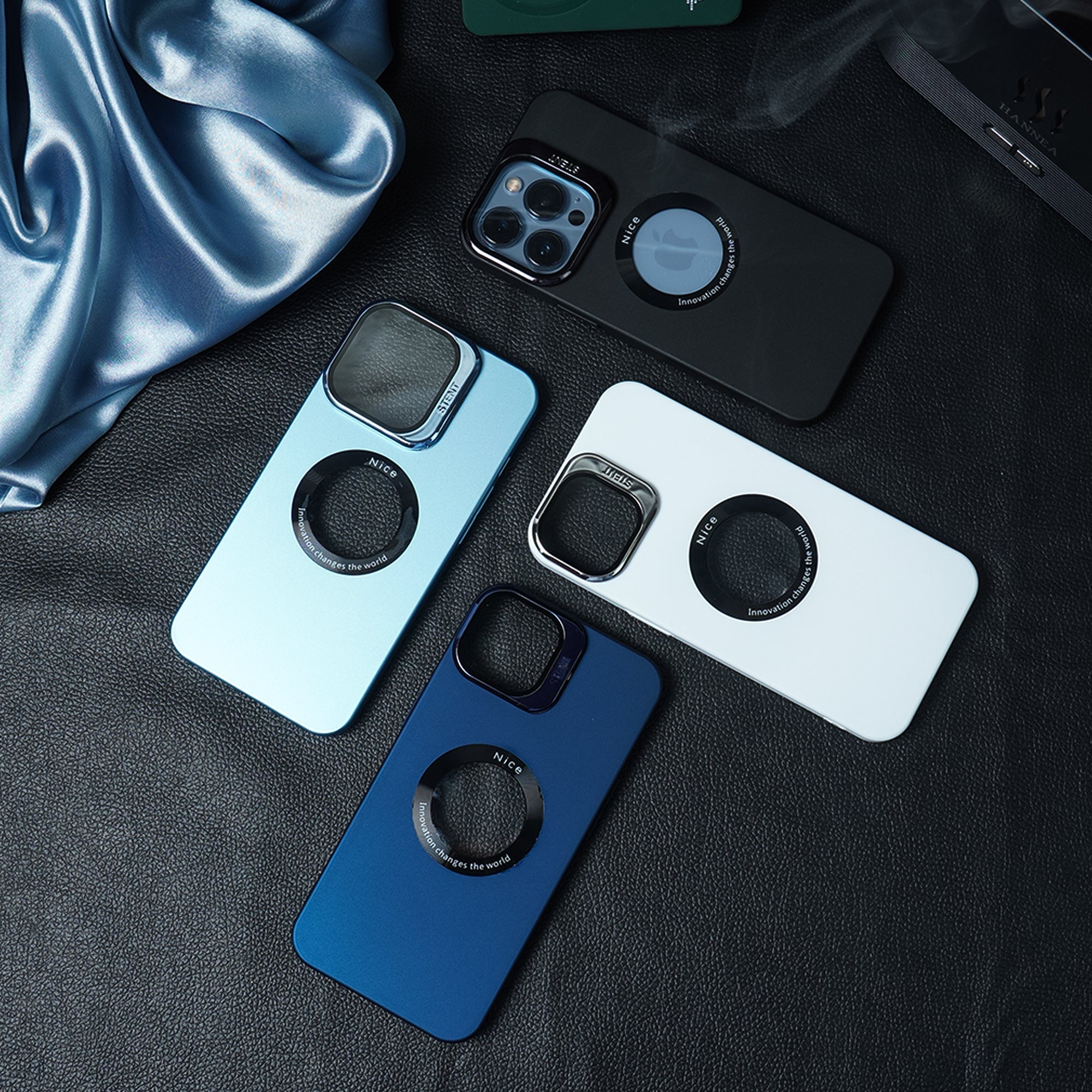 Apple iPhone 14 Series Luxury Camera Protector Stand Case With Logo Cut - view 2