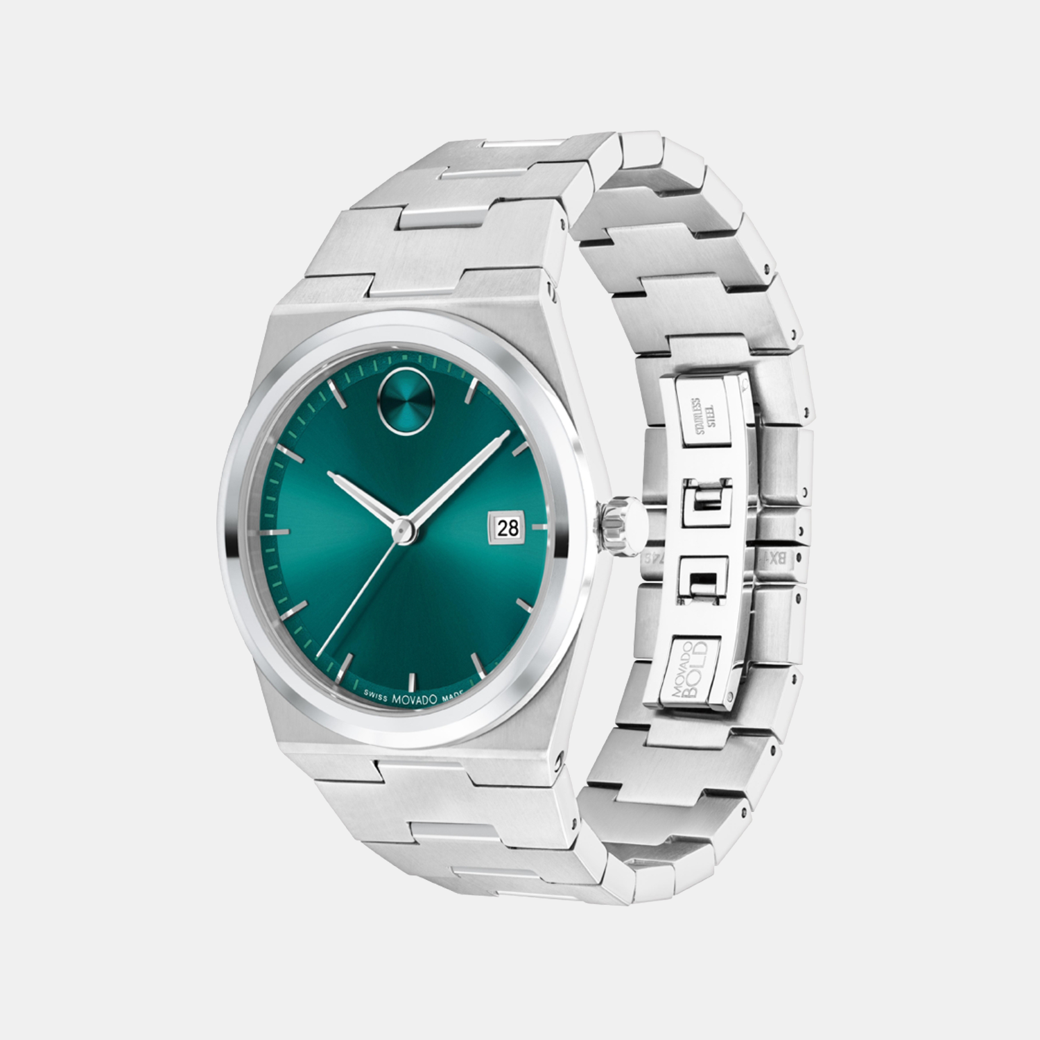 Movado Bold Quest Men Quartz Green Dial Analog Stainless Steel Watch 3601222 - view 2
