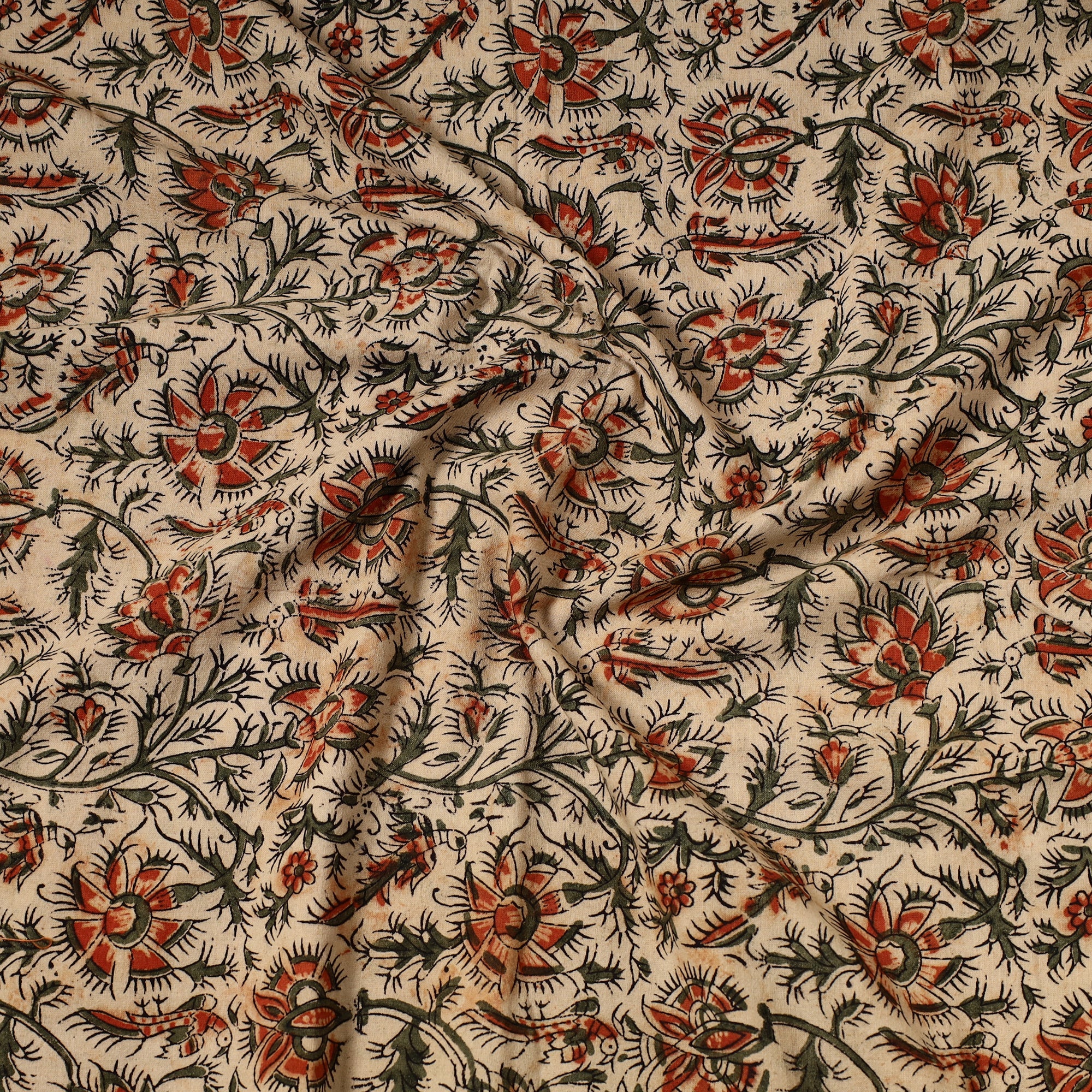 SOUTH KARGHA Beige - Kalamkari Block Printed Cotton Precut Fabric (1.2 meter) 72 - view 2