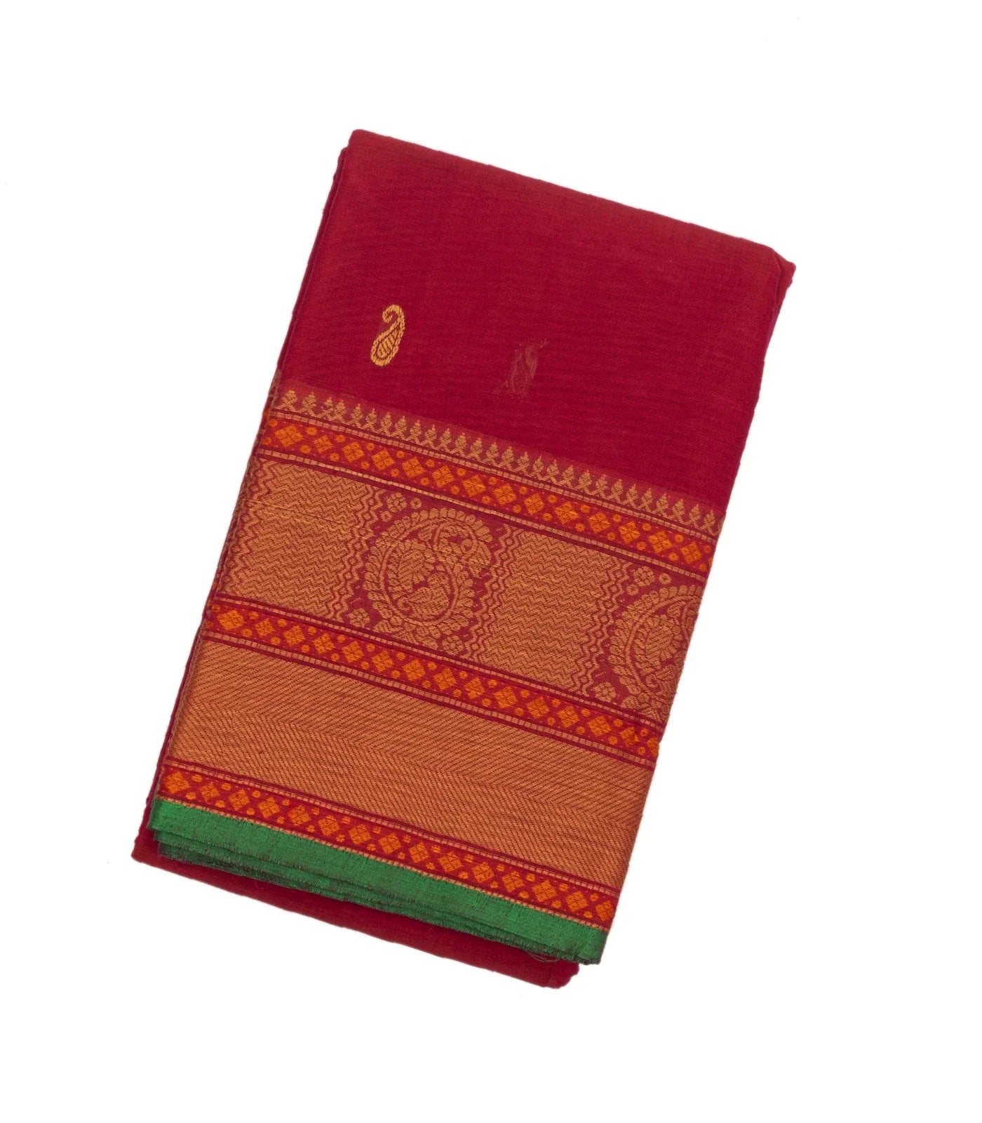 RmKV Pink Handloom Kanchi Cotton Saree With Mango Buttas
