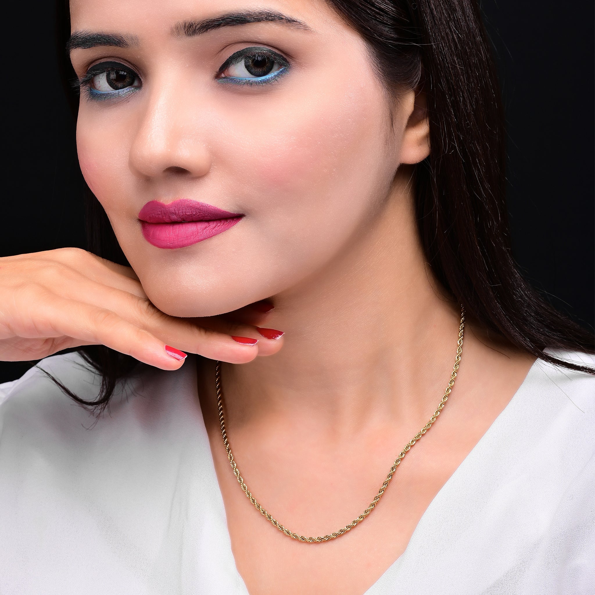 Branta Gold Rope Chain Necklace For Women - view 4