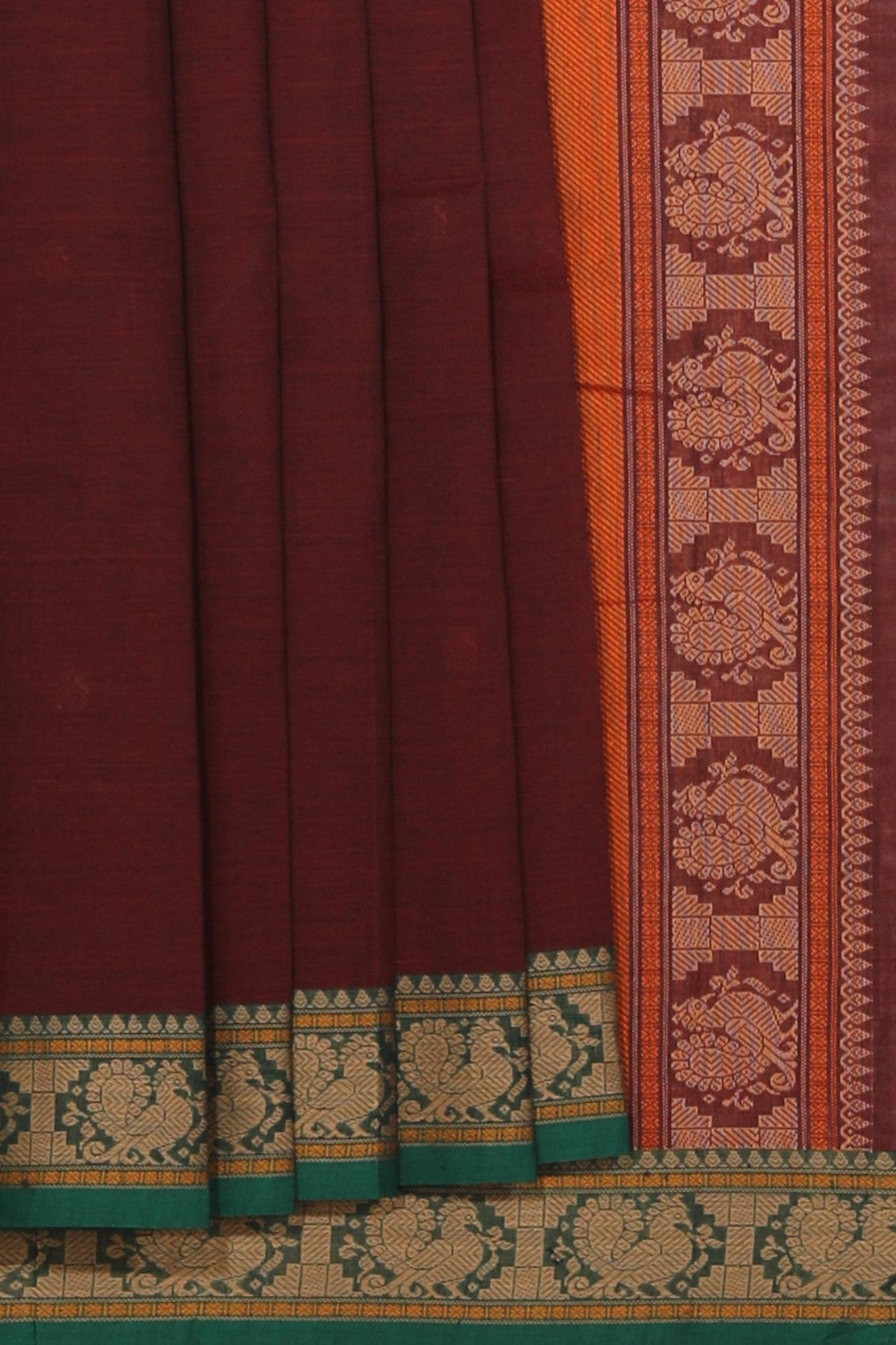 Kalanjali Kanchi Cotton Maroon Saree – Women's