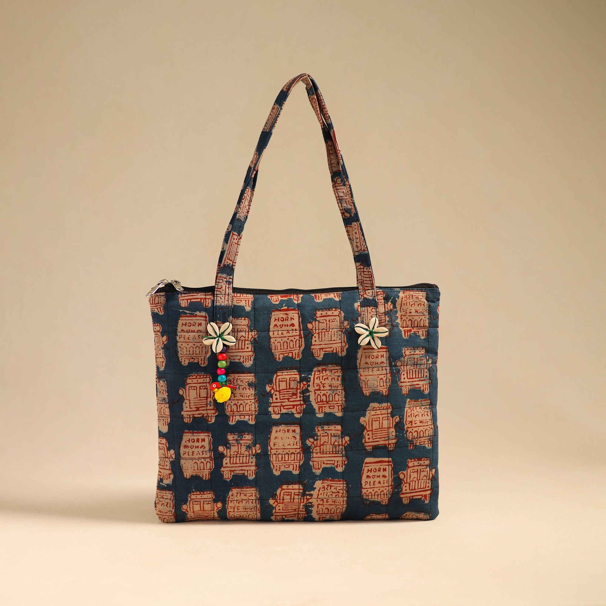 NOORI BAZAR Blue - Handcrafted Quilted Cotton Handbag 19
