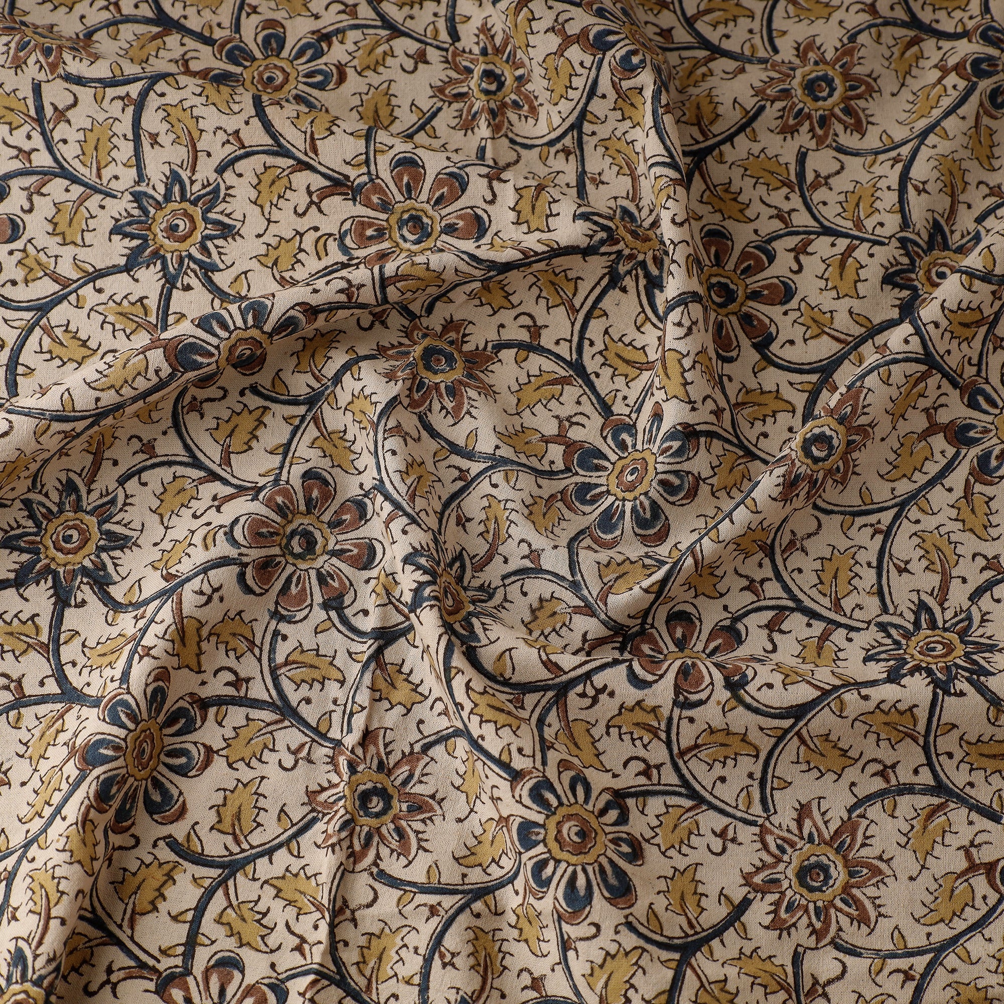 PITCHUKA SRINIVAS KALAMKARI PEDANA Beige - Pedana Kalamkari Block Printed Cotton Fabric - view 2