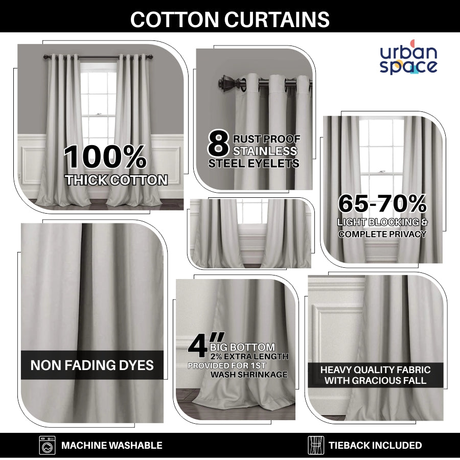 Urban Space -Home Furnishing Store Premium 100% Cotton Curtain for Window & Curtains for Door - Pack of 1 Curtain, Blue Pelican - view 7