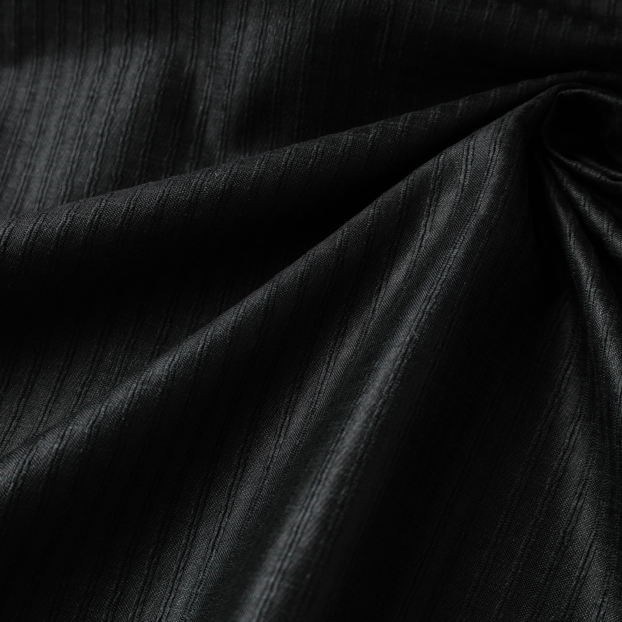 ITOKRI CRAFTS INITIATIVE Black - Vidarbha Tussar Silk Checks Handloom Fabric - view 3