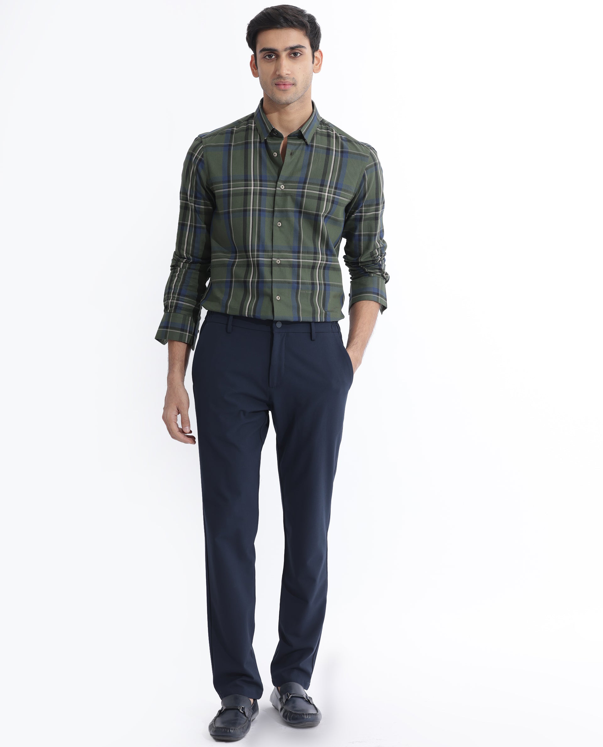 Rare Rabbit Men's Cosen Dark Green Full Sleeves Checks Shirt - view 2