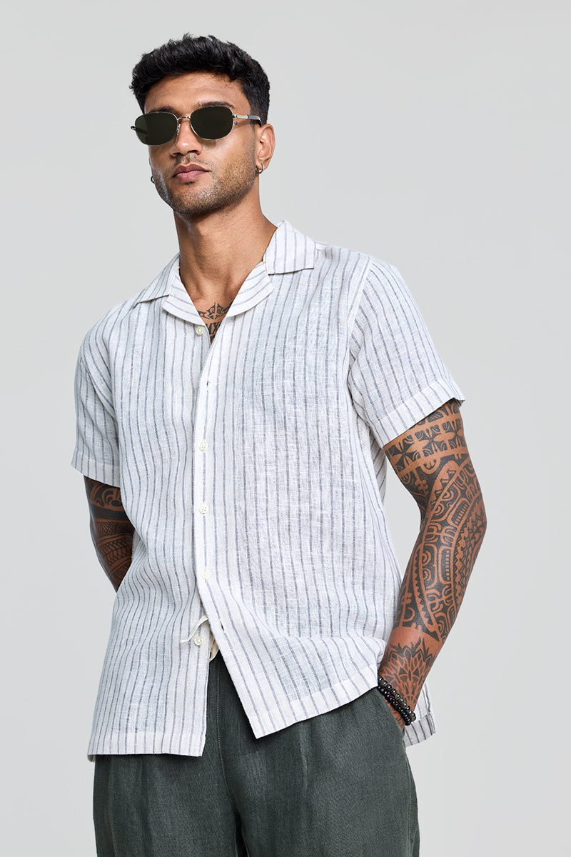 SNITCH Grey Cuban Stripes Shirt