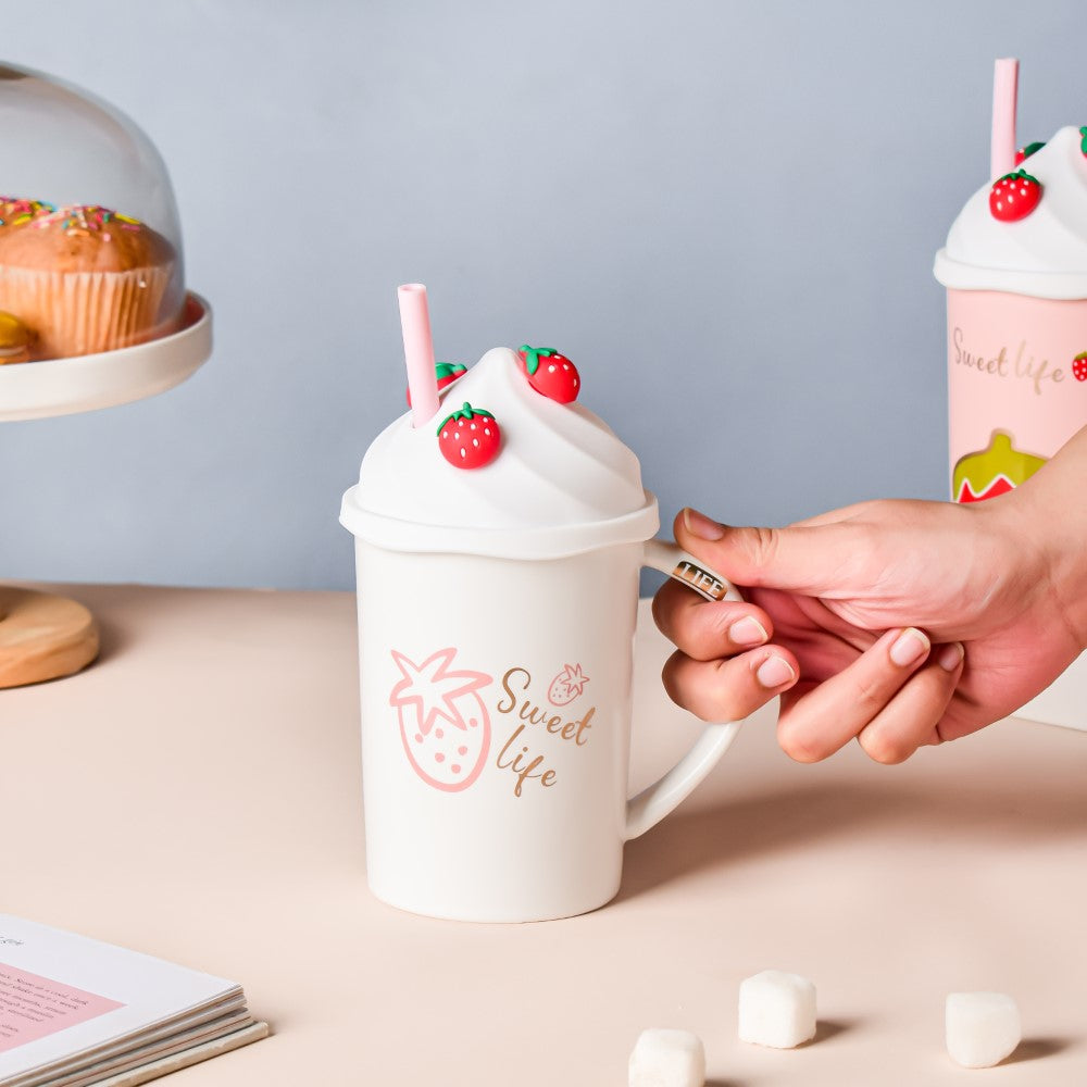 Nestasia Strawberry Sweet Life Mug With Lid And Straw 380 ml - view 2