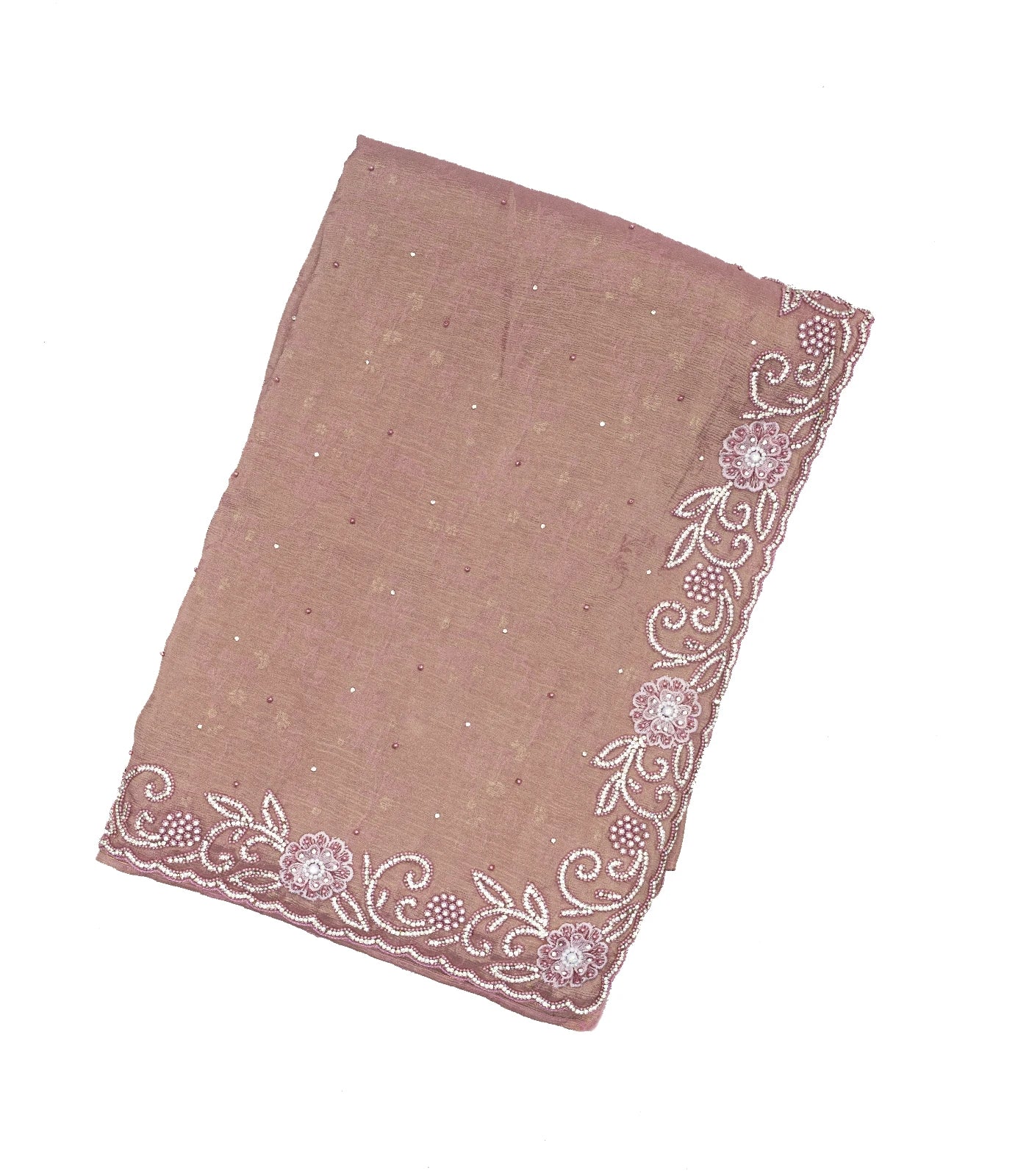 RmKV Dusty Pink Woven Georgette Silk Saree With Embroidery