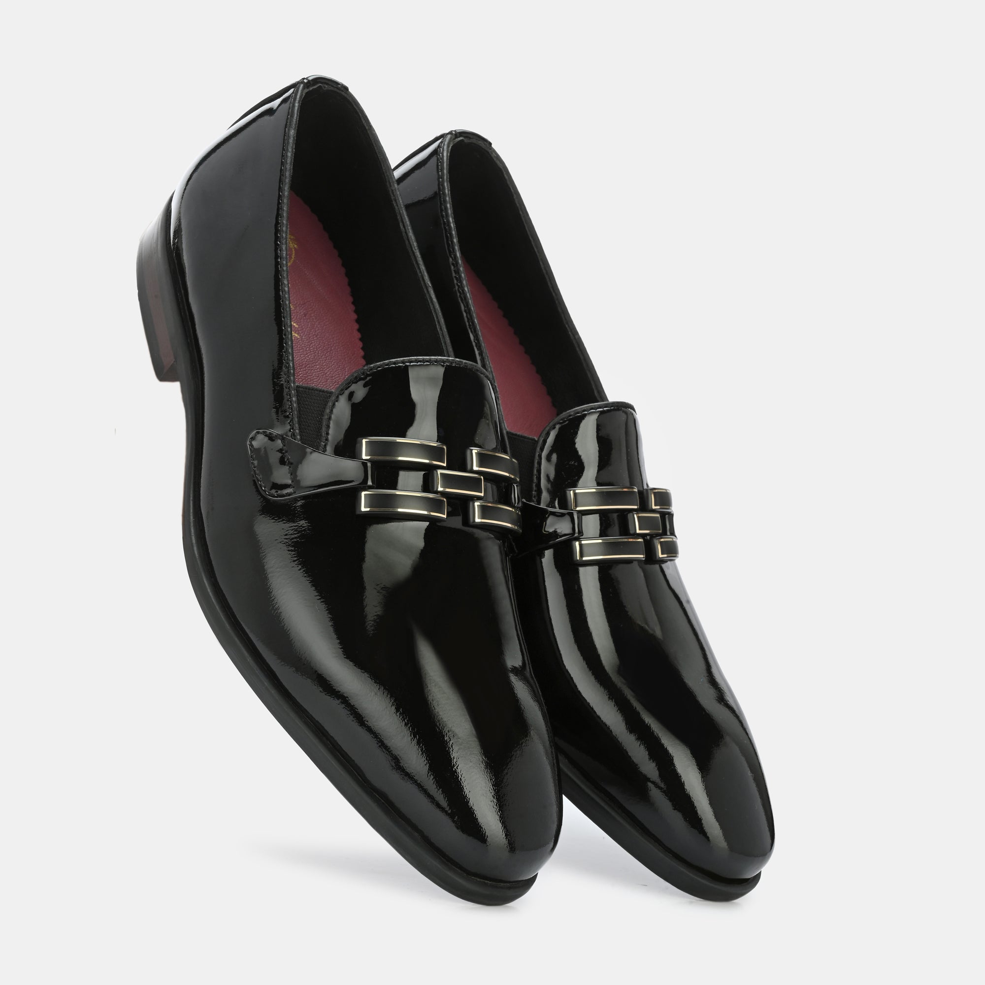 Patent Black Buckled Moccasins by Lafattio - view 2