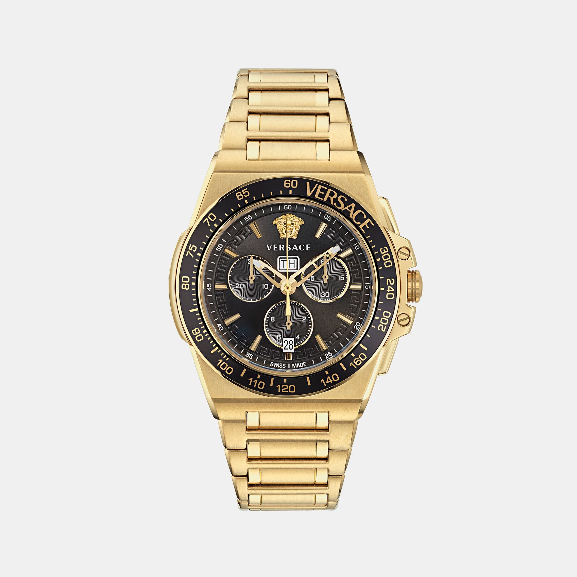 Versace Greca Extreme Men Quartz Black Dial Chronograph Stainless Steel Watch VE7H00623