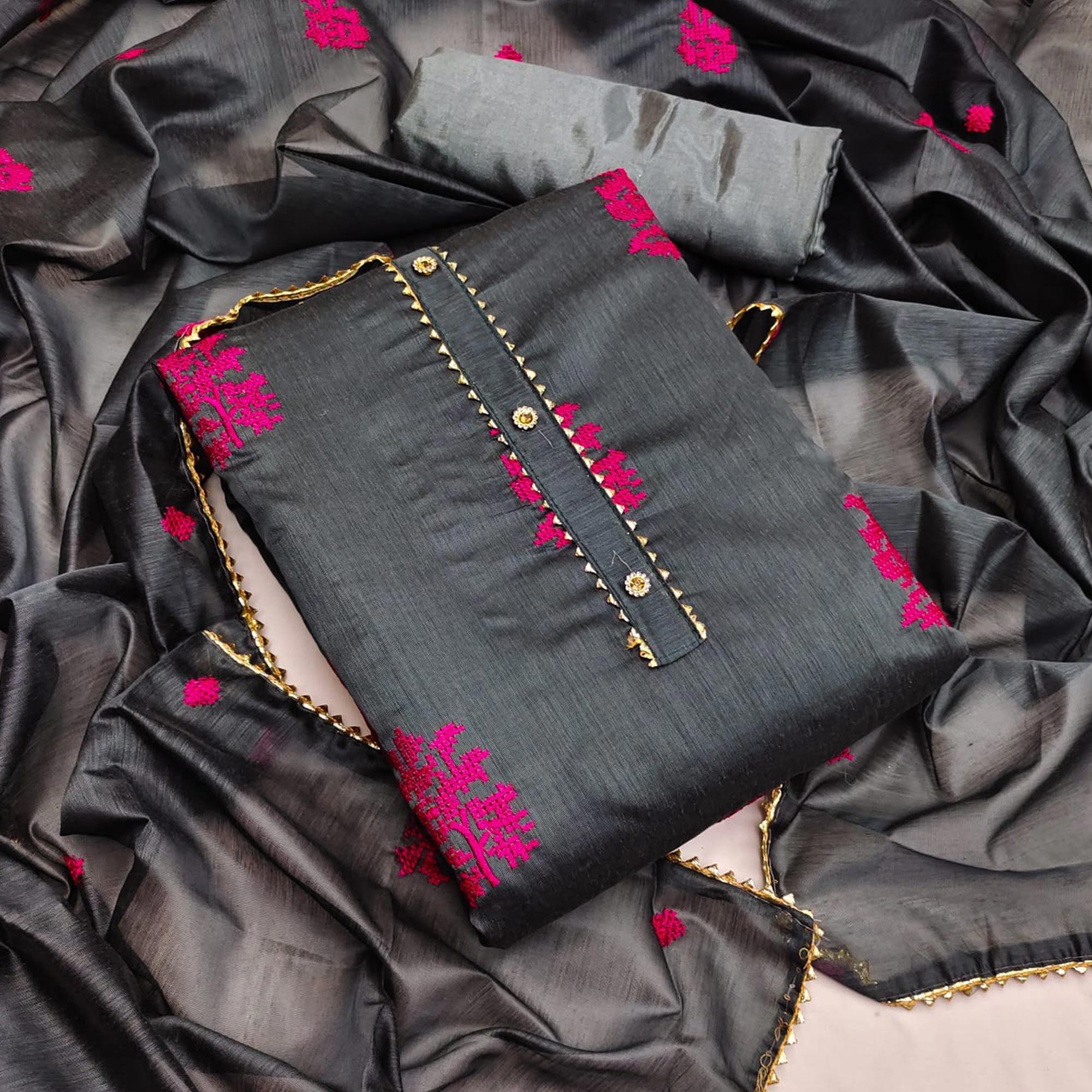 Grey dresses – BlackTree grey-casual-wear-embroidered-modal-silk-dress-material-134194