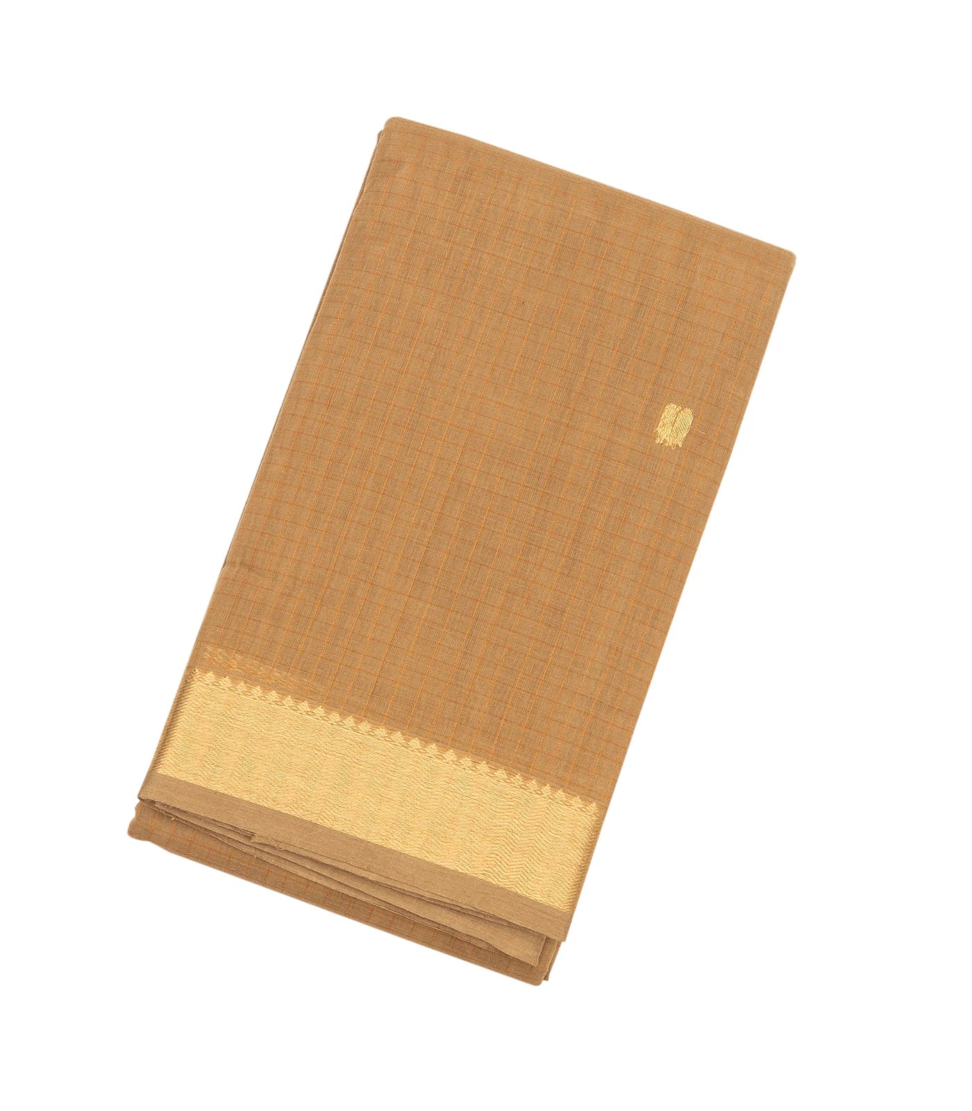 RmKV Taupe Handloom Kanchi Cotton Saree With Annam Zari Buttas.