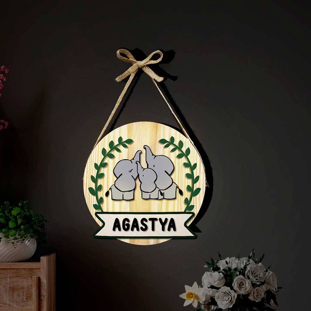 Chitra Chaya Personalized Wooden Elly Wall Lamp - view 5