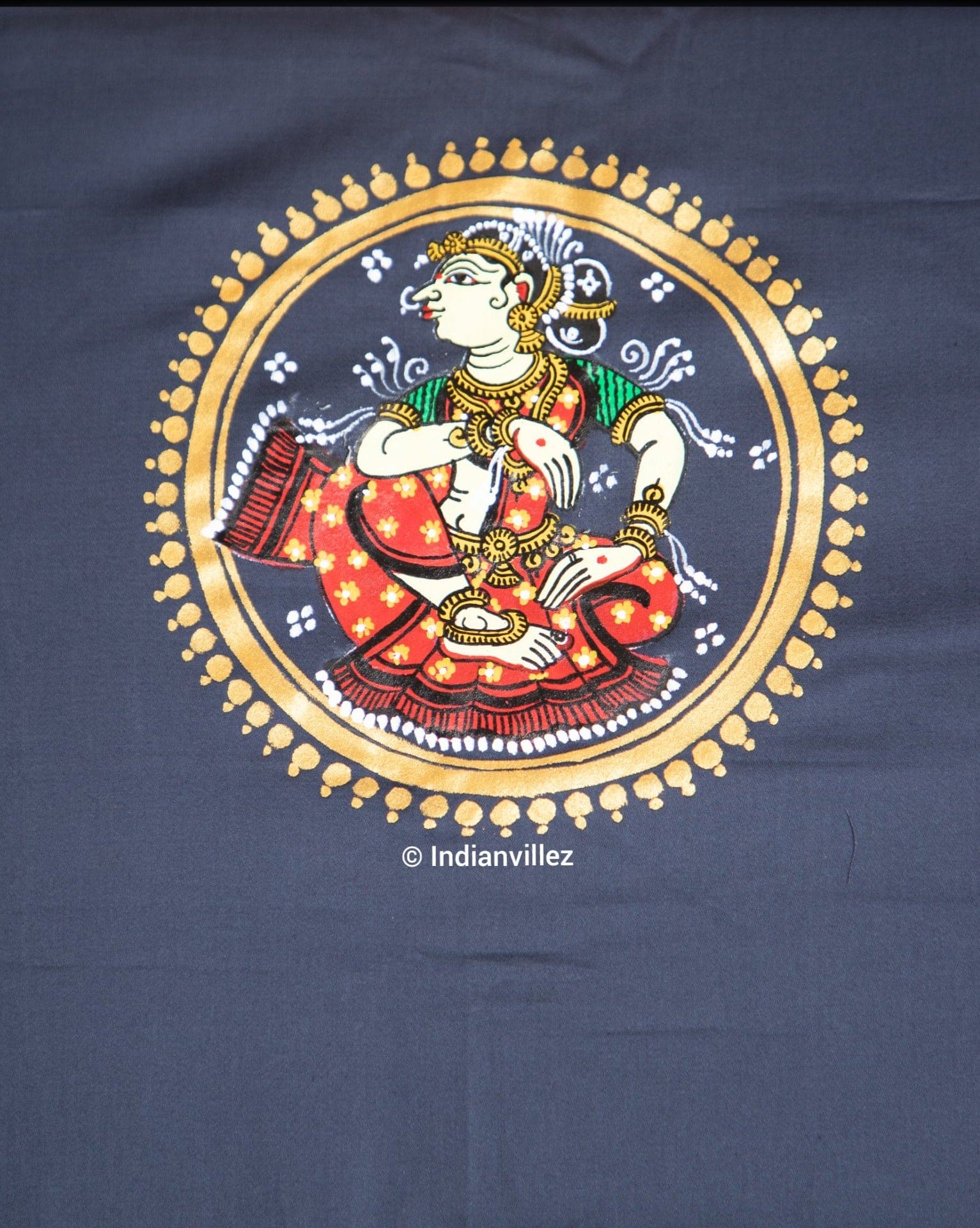 IndianVillèz Unstitched Grey Pattachitra Kurti Dress Cotton Material - view 2