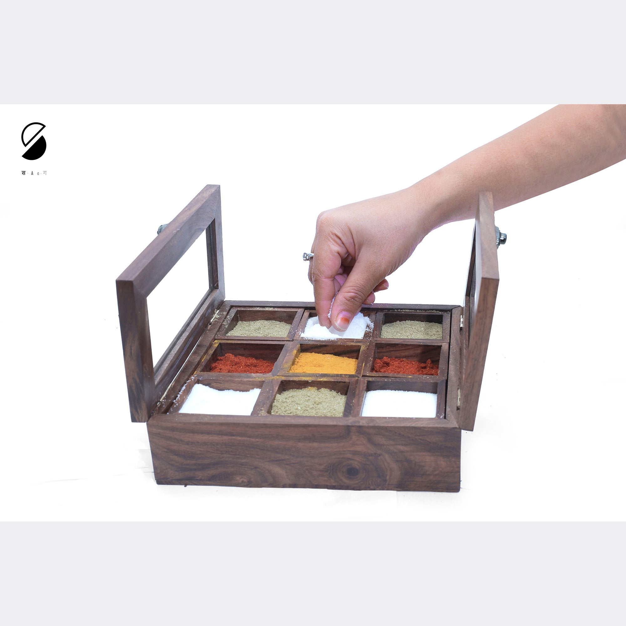 SAAG Brown - Handcrafted Wooden Spice Box - view 3