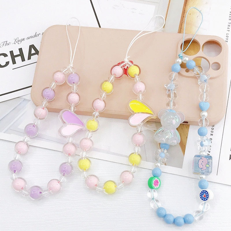 Peeperly Printed Square Beaded Love Phone Charm