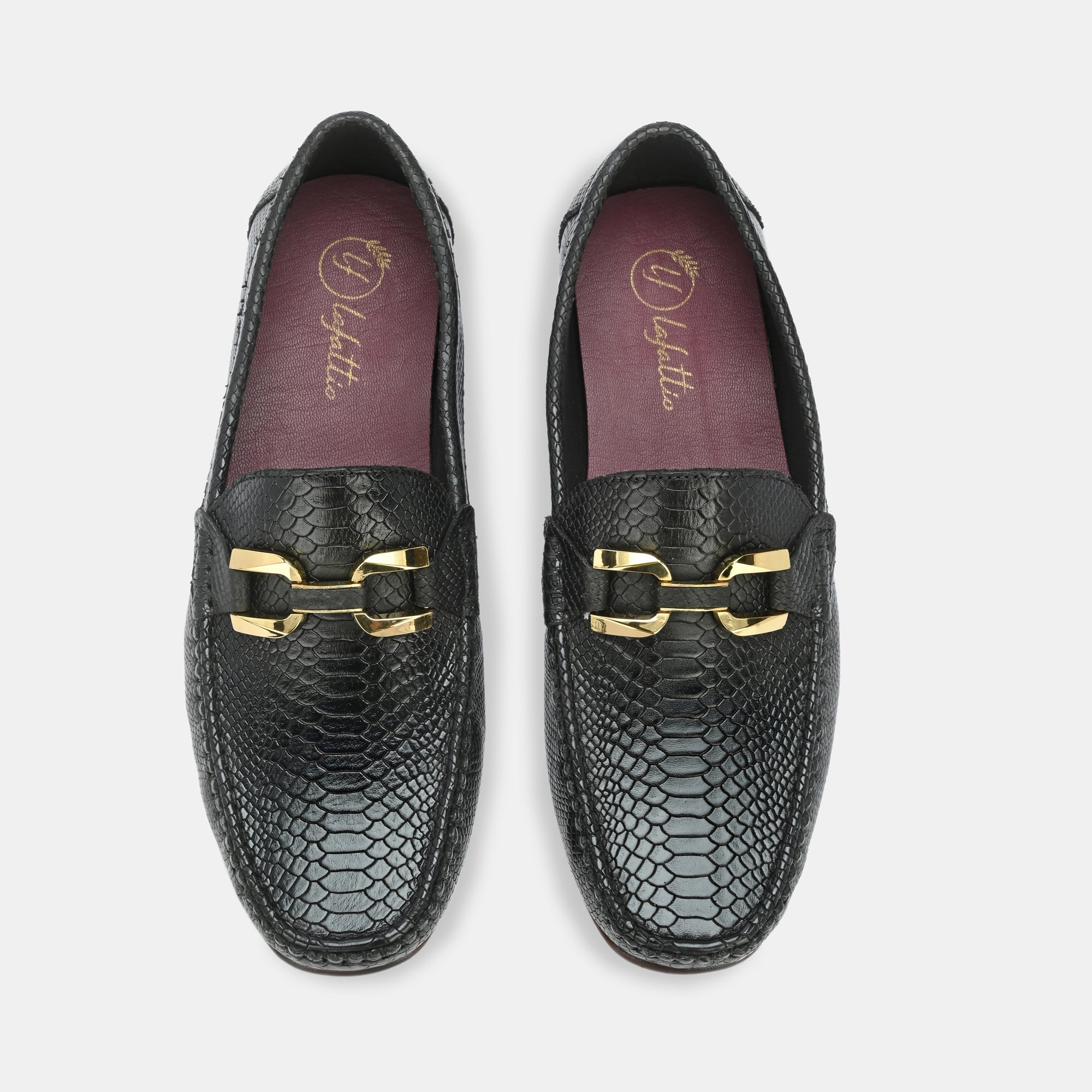 Black Imprinted Buckled Loafers by Lafattio - view 8
