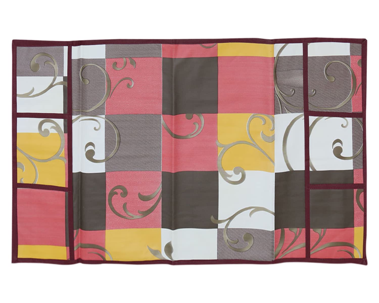 Heart Home Multicheck Printed PVC Fridge Top Cover, Protect for Scratches, Wear & Tear and Dust with 6 Utility Side Pockets (Multicolor) - view 2