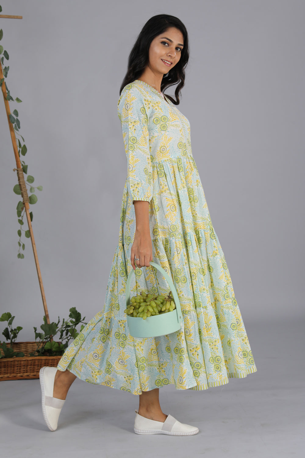 Kalanjali Ethnics Hand block printed tiered dress - view 6