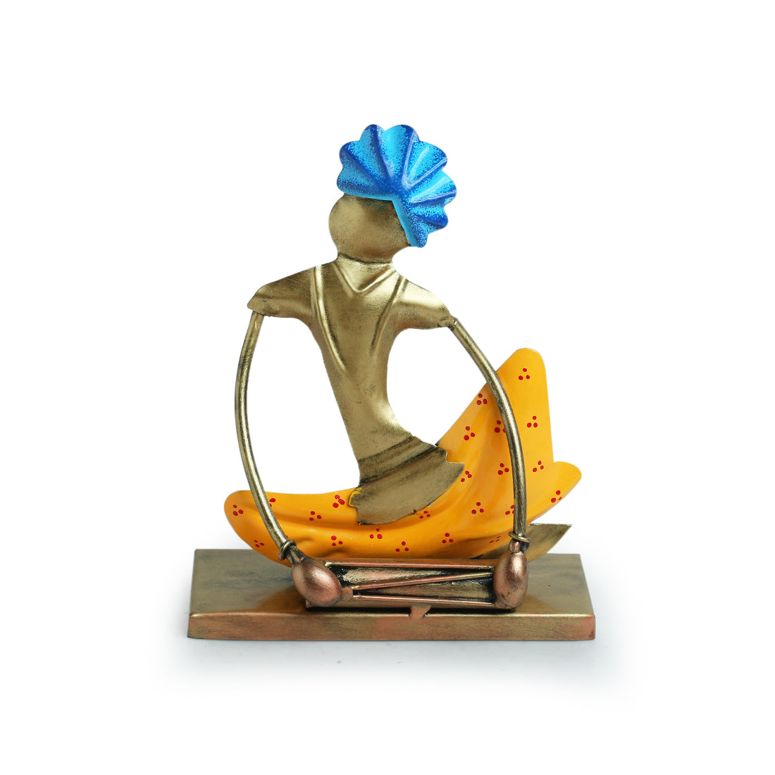 EXCLUSIVELANE 'Dholakwala Folk Artist' Handpainted Decorative Showpiece (Iron, 8 Inch) - view 2
