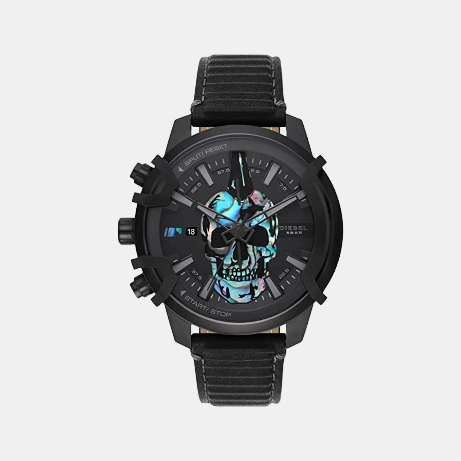 Diesel Griffed Men Quartz Black Dial Chronograph Leather Watch DZ4576