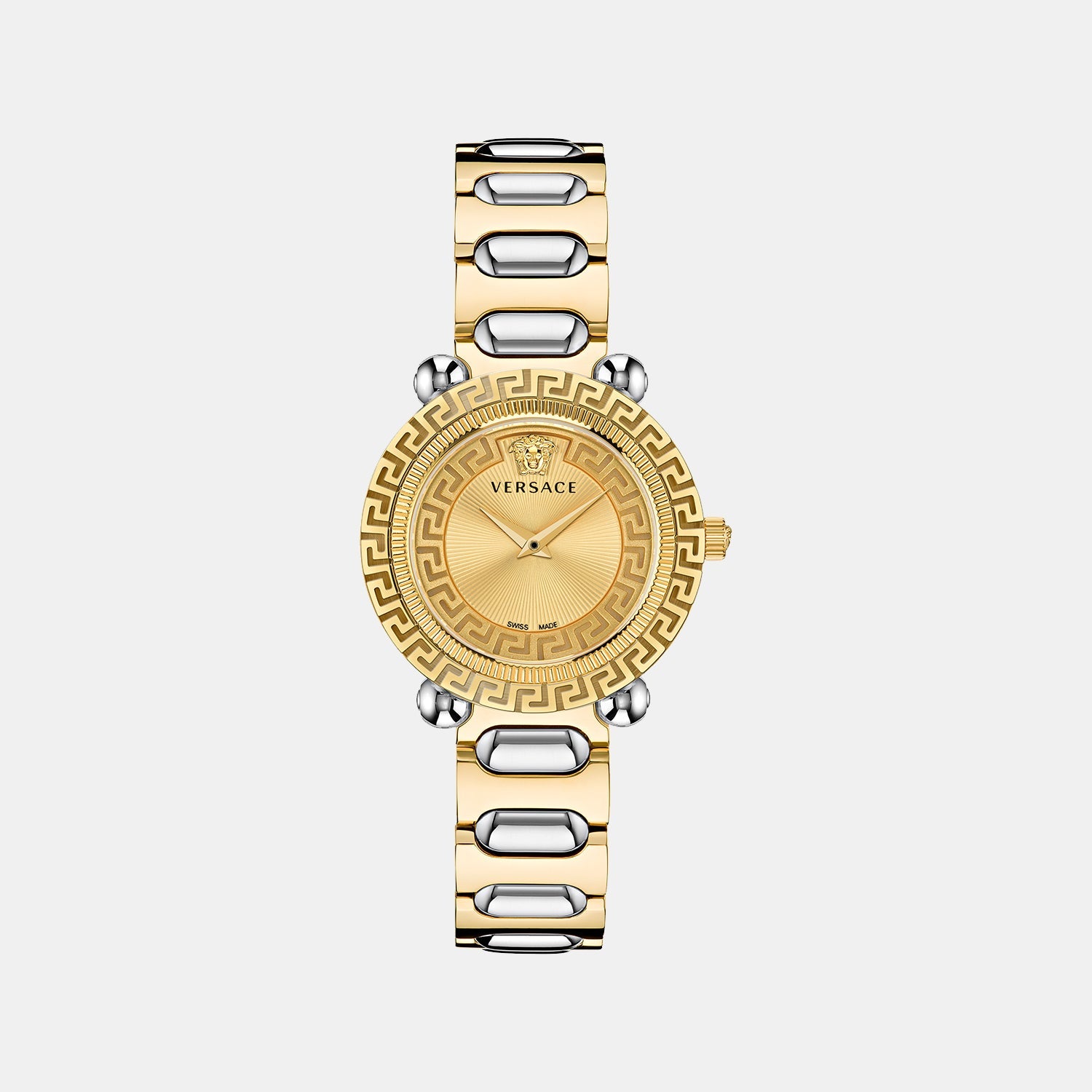 Versace Greca Women Quartz Gold Dial Analog Stainless Steel Watch VE6I00423