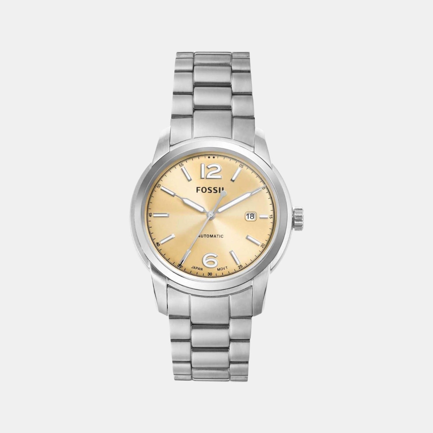 Fossil Heritage Men Quartz Gold Dial Analog Stainless Steel Watch ME3231