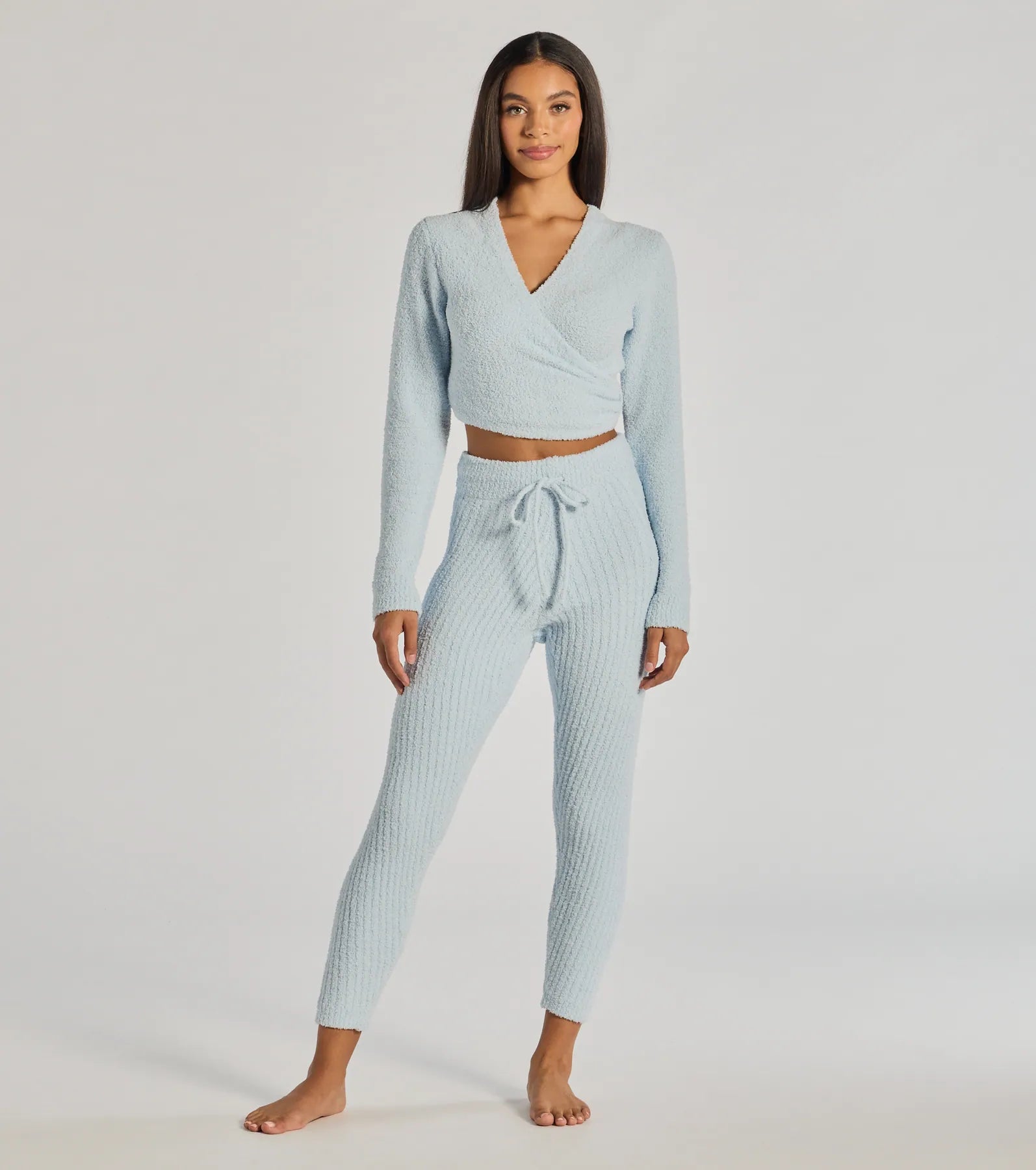 Windsor Cozy Life Chenille Knit Wrap-Front Crop Top - view 3