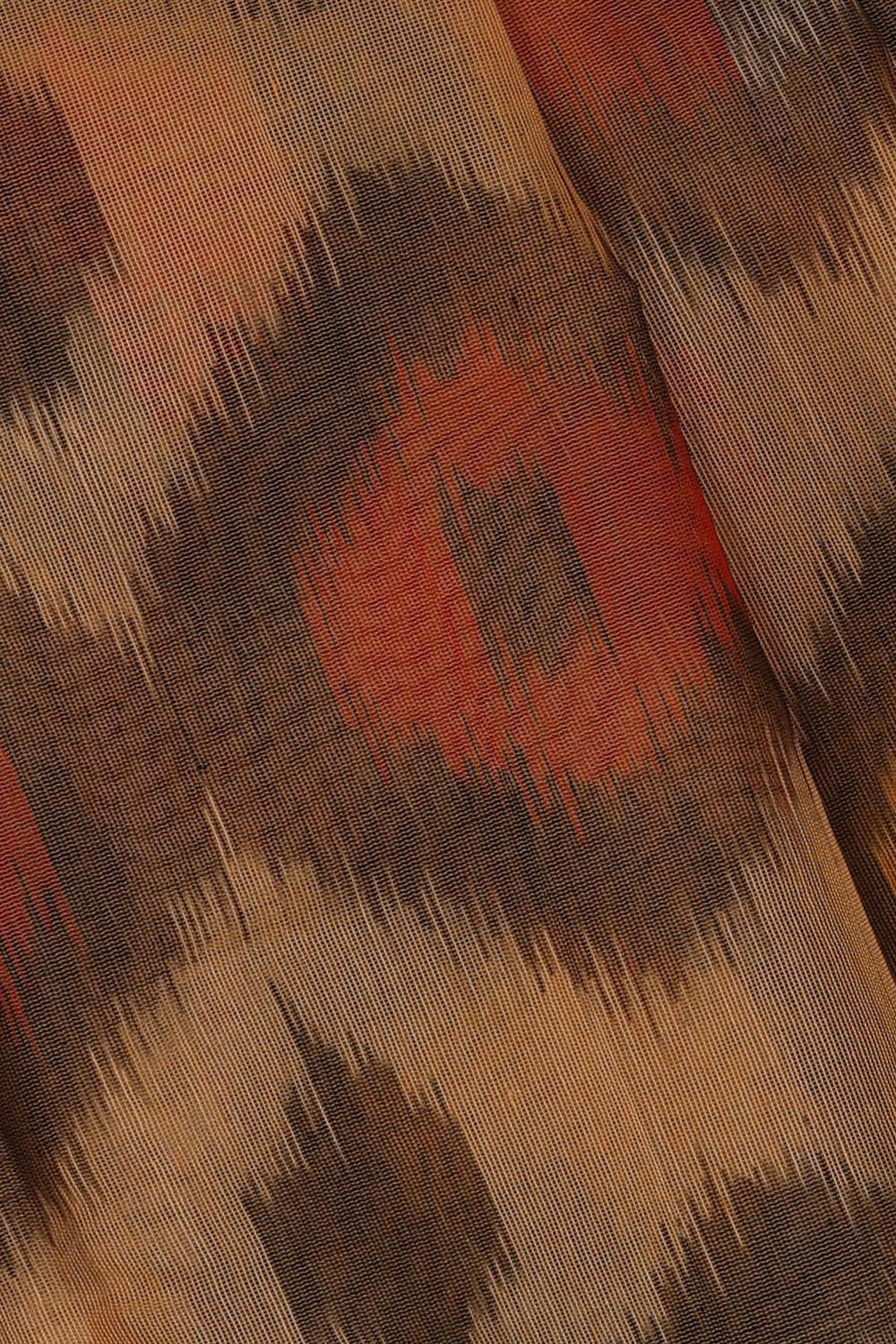 Kalanjali Ikat Silk Cotton Peach Cream Saree – Women's - view 2