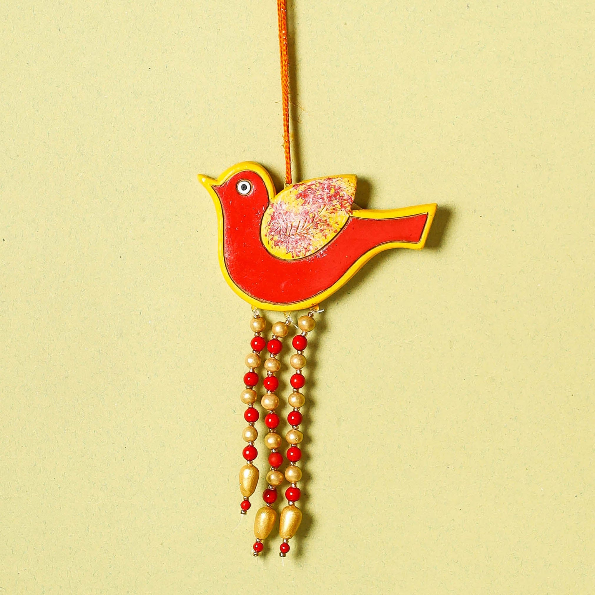 KHUSHBASH - HAPPY LOOM OF EAST Bird - Bishnupur Handpainted Terracotta Wall Hanging - view 2