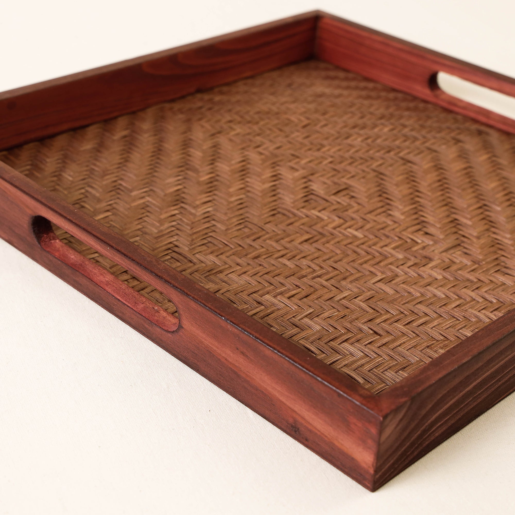 Brown - Kadam Haat Handmade Bamboo Square Tray - Medium - view 3