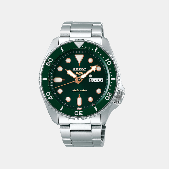 Seiko 5 Sports Men Automatic Green Dial Analog Stainless Steel Watch SRPD63K1