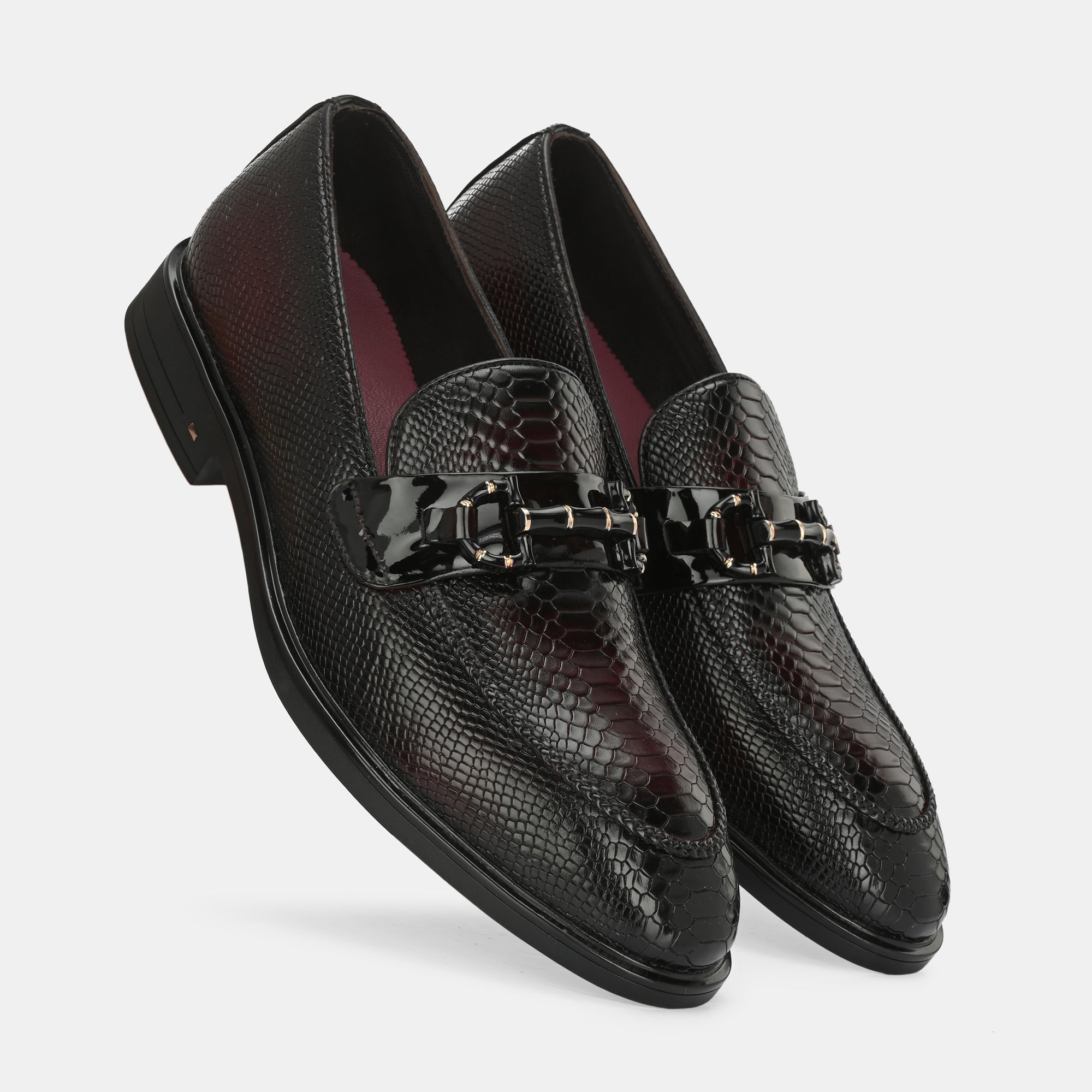 Cherry Textured Buckled Loafers by Lafattio - view 2