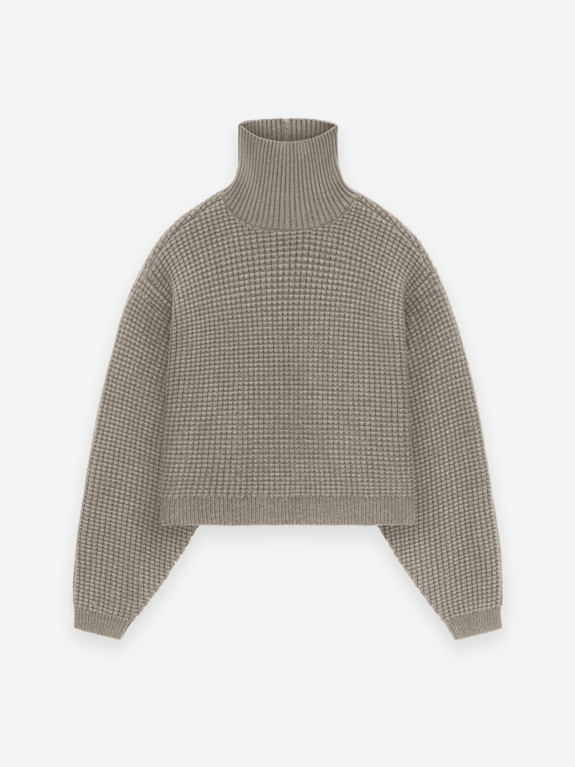 ESSENTIALS Women's Heavy Waffle Cropped Turtleneck