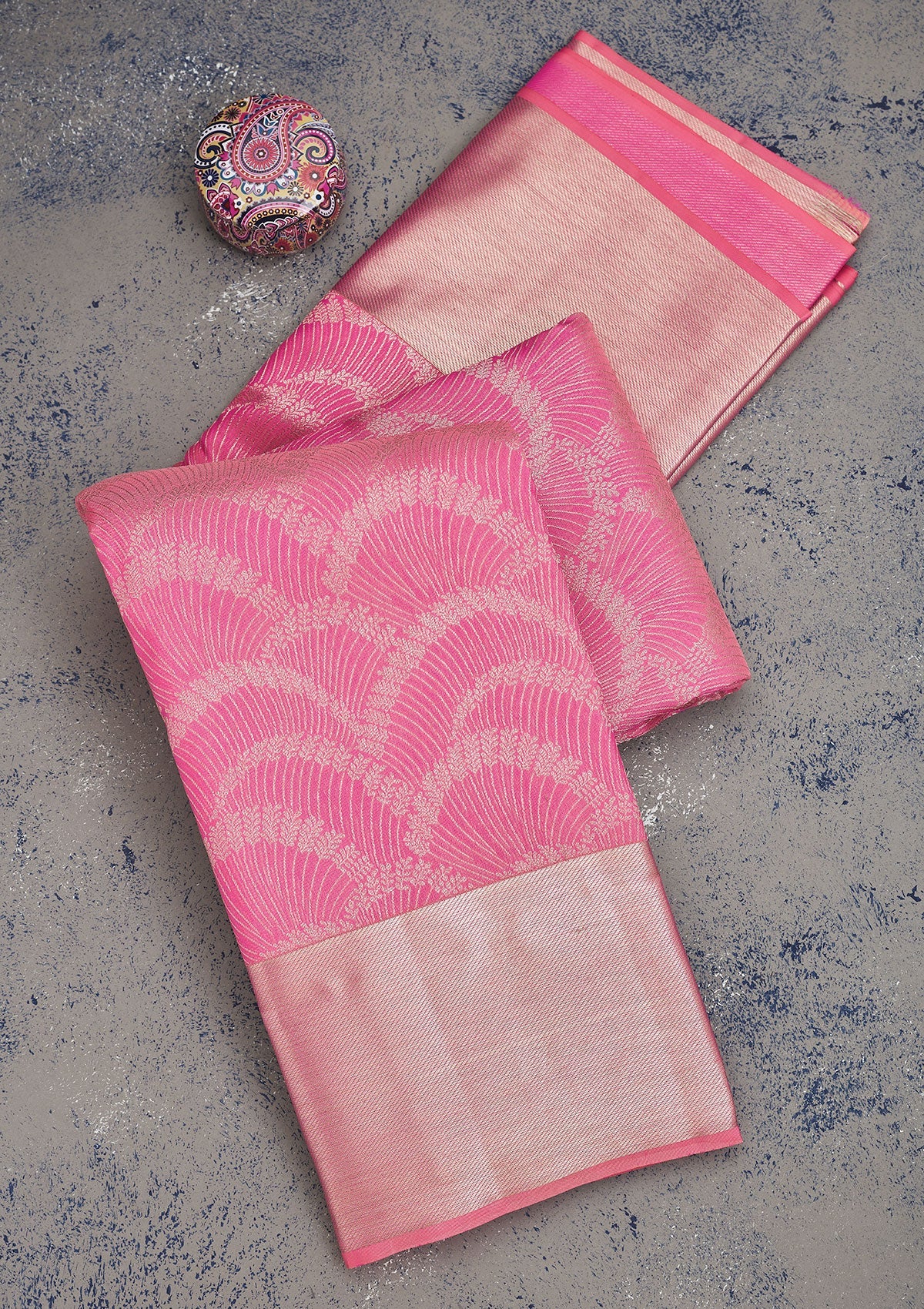 Koskii Pink Zariwork Pure Silk Saree – Women's