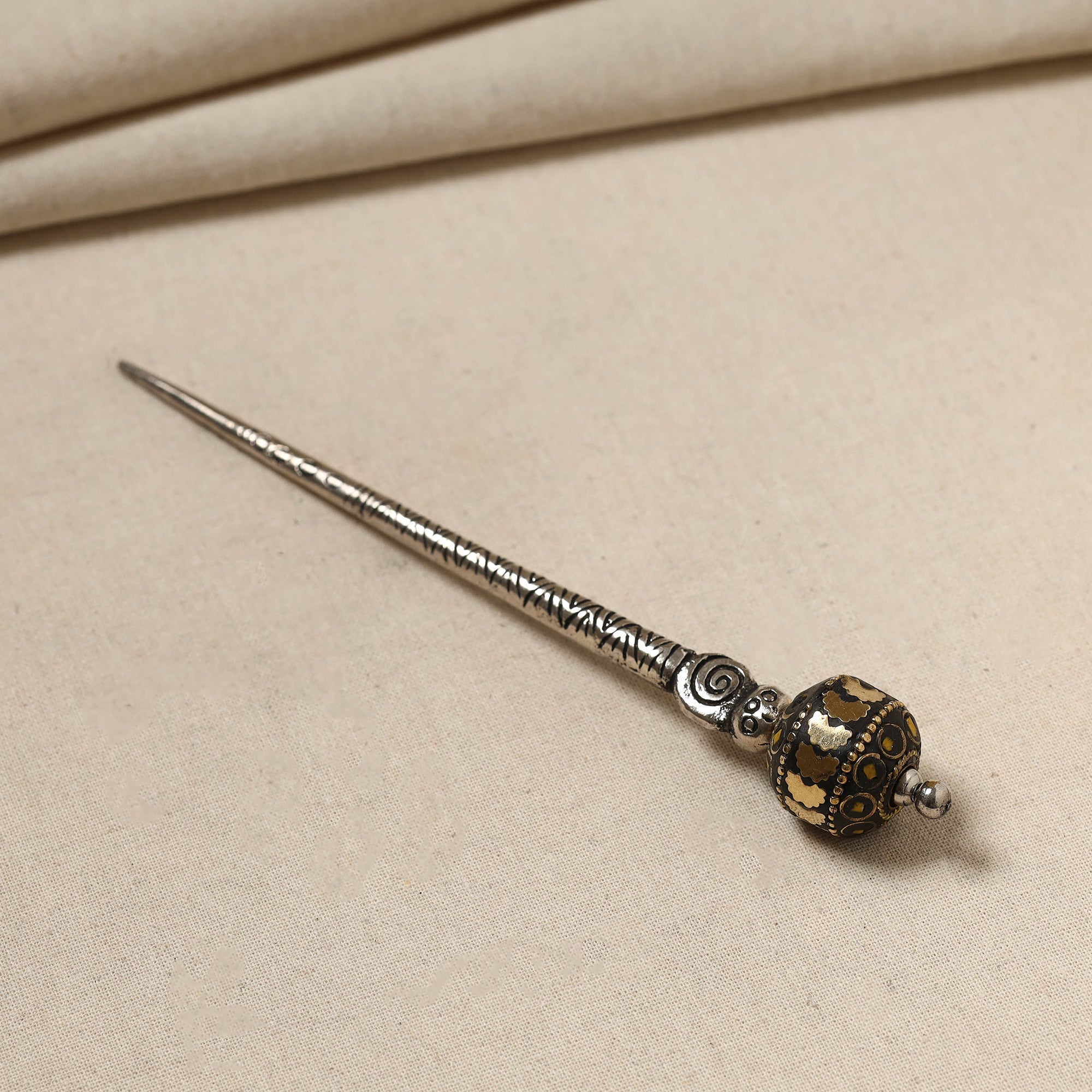 WHITE RIVER STORIES Antique Finish Oxidised German Silver Juda Stick - view 2