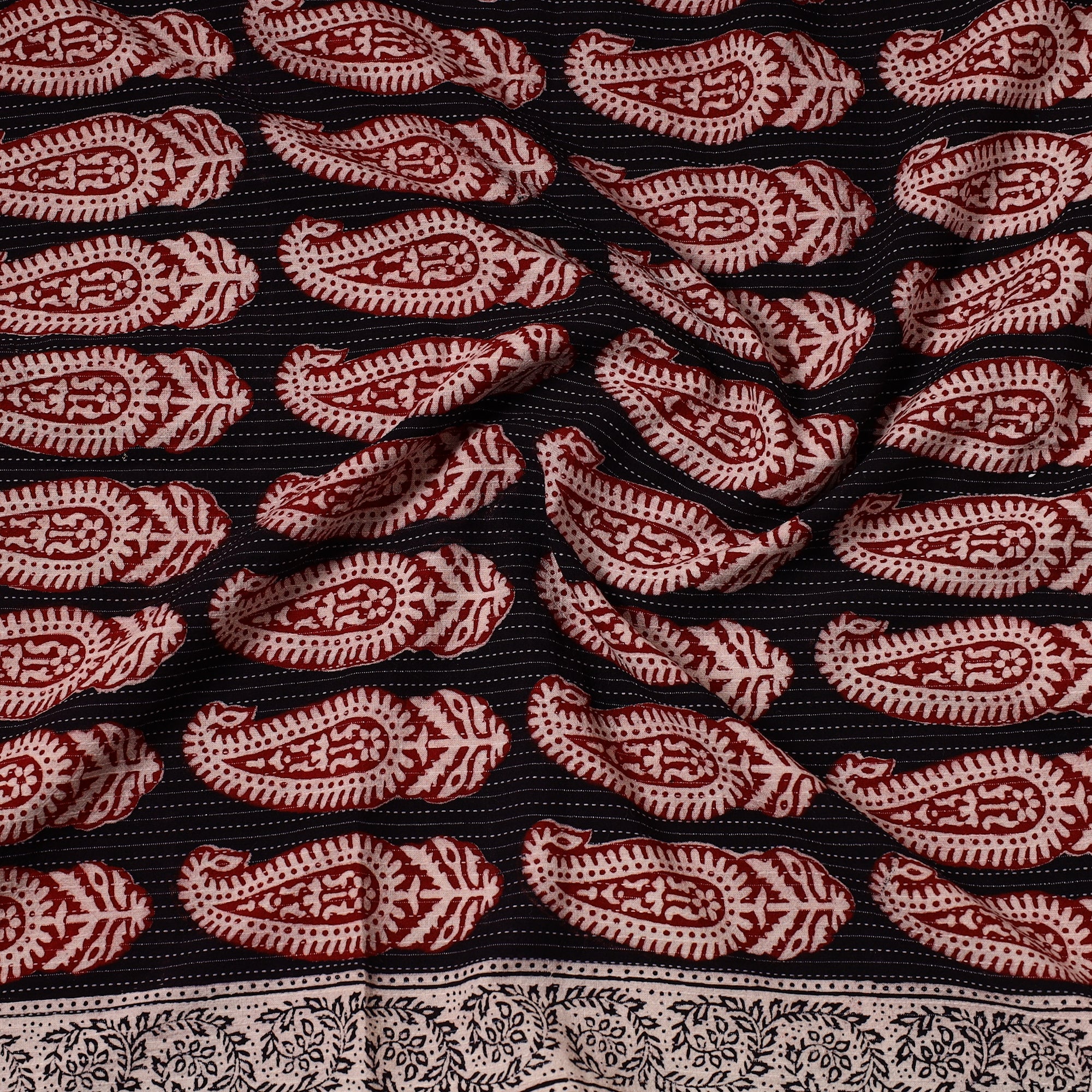 BAGH PRINTS BY UMAR FARUK KHATRI Black - Bagh Block Printed Cotton Precut Fabric (0.7 Meter) 56 - view 2