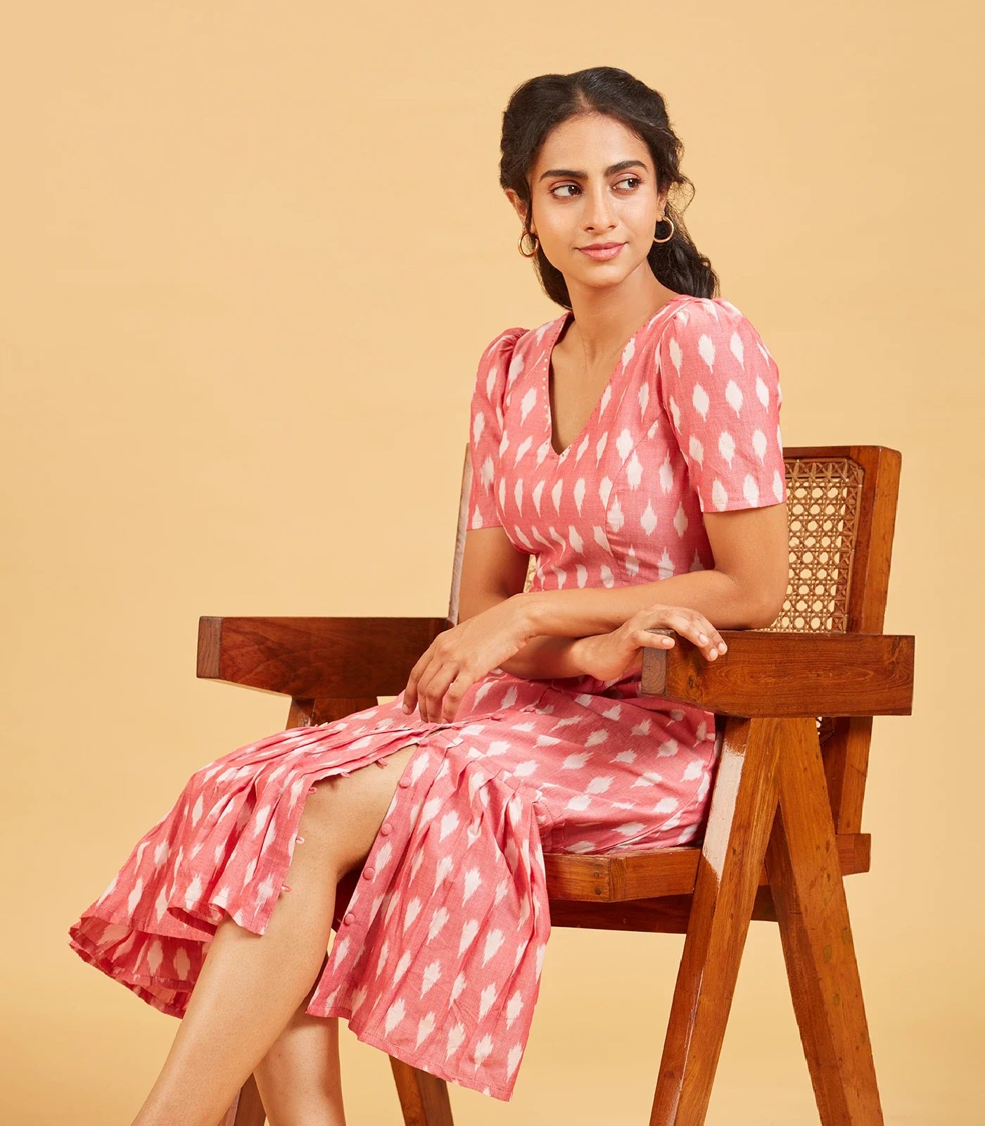 RmKV Peach Ikkat Dress