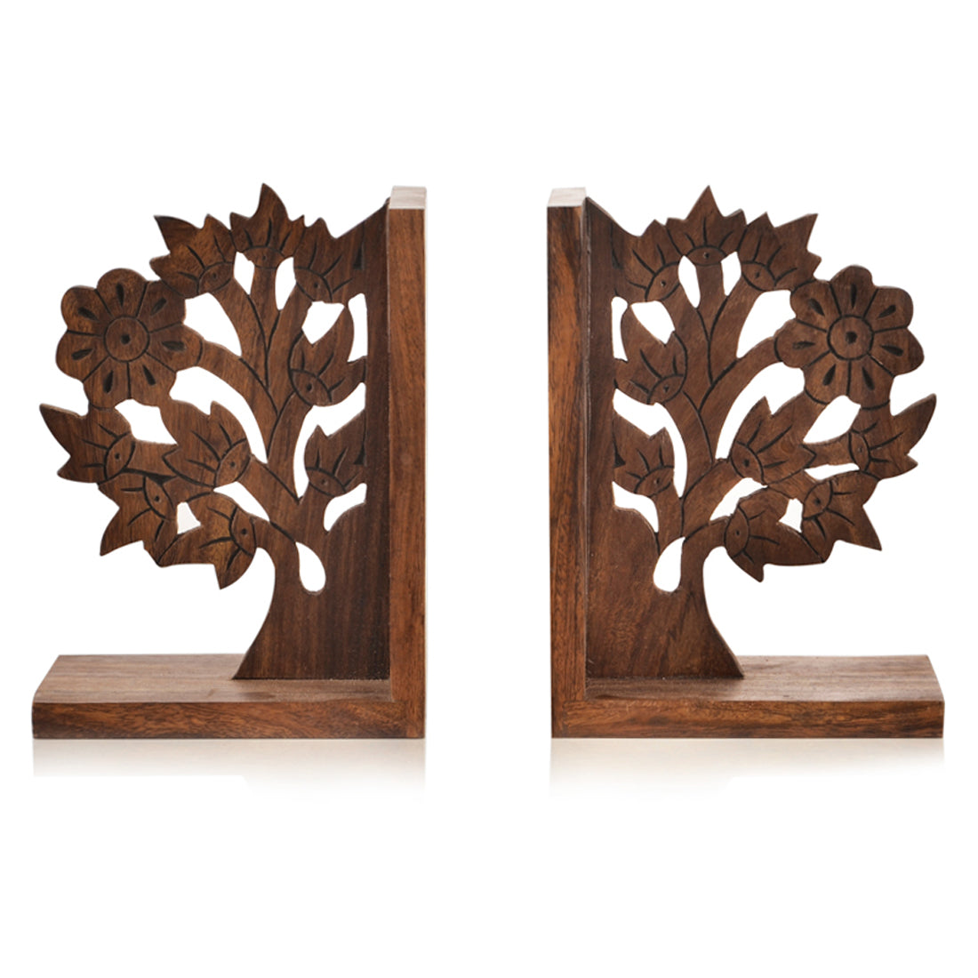 EXCLUSIVELANE 'Tree Of Life' - Hand Carved & Engraved Sheesham Wood Bookend - view 2