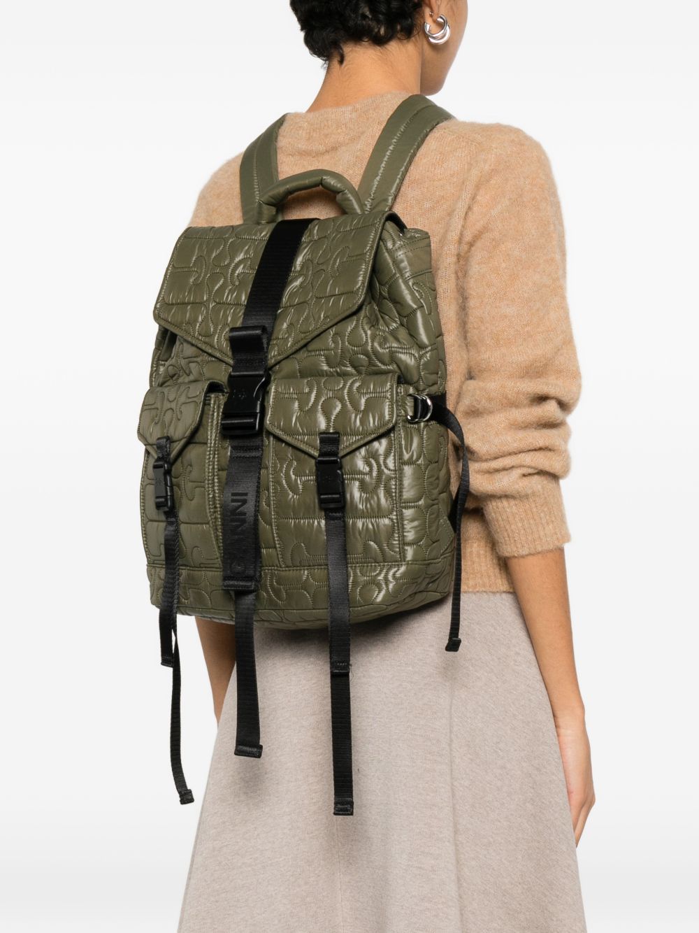 Ganni Quilted Flap-Pocket Backpack – 100% Recycled Polyamide - view 2