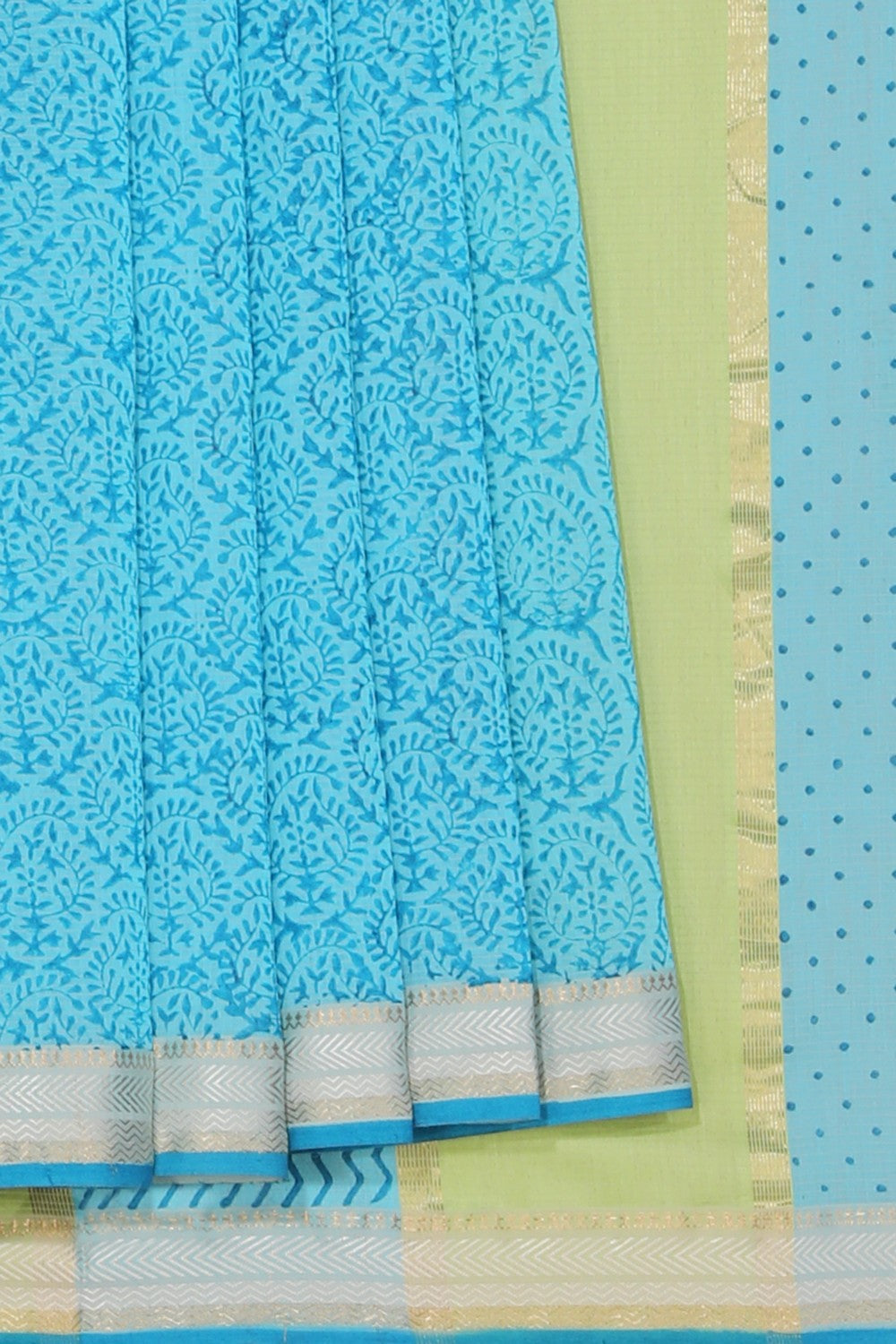 Kalanjali Flower Printed Blue Saree – Women's
